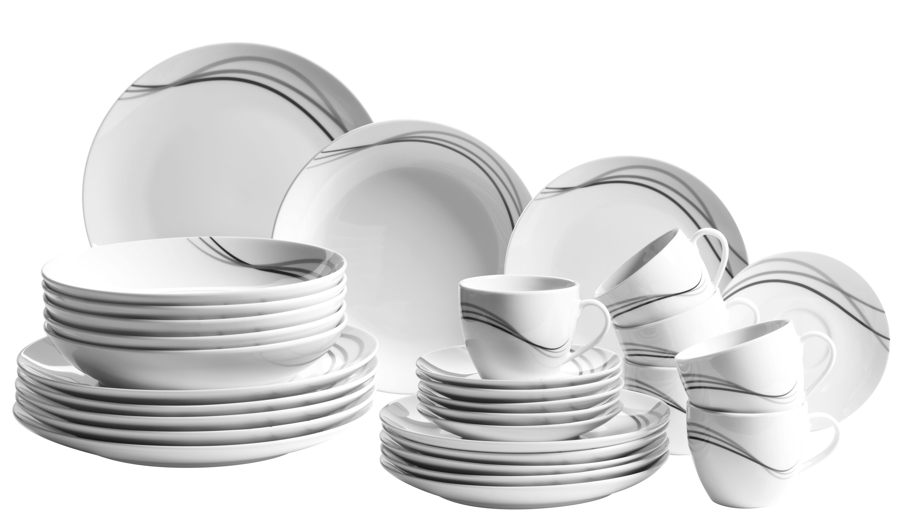 M&auml;ser Kombiservice, Porzellan TAJO wei&szlig; 