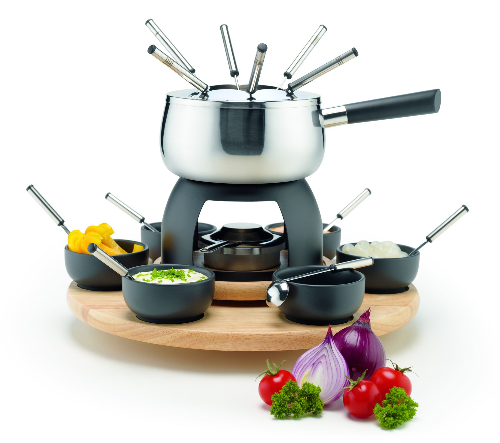 Fondueset, Edelstahl Fondueset Schwarz / Braun