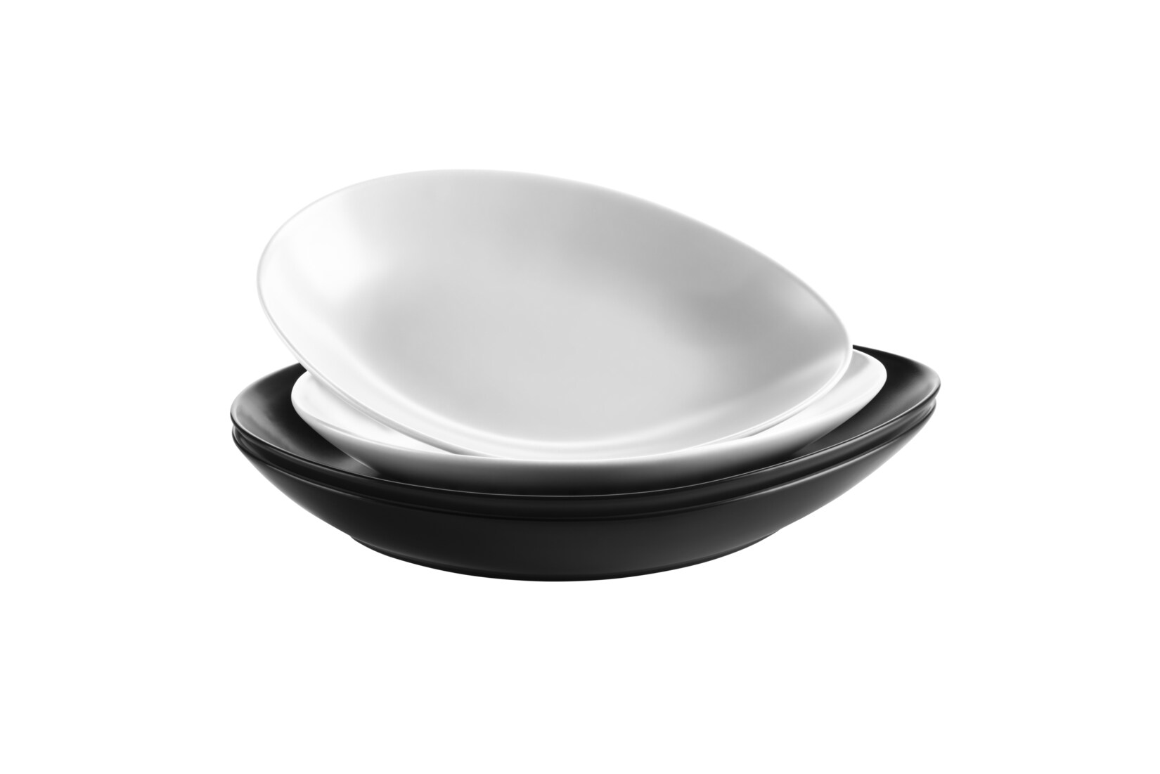 Tellerset, Keramik GLENDALE Schwarz / Weiß