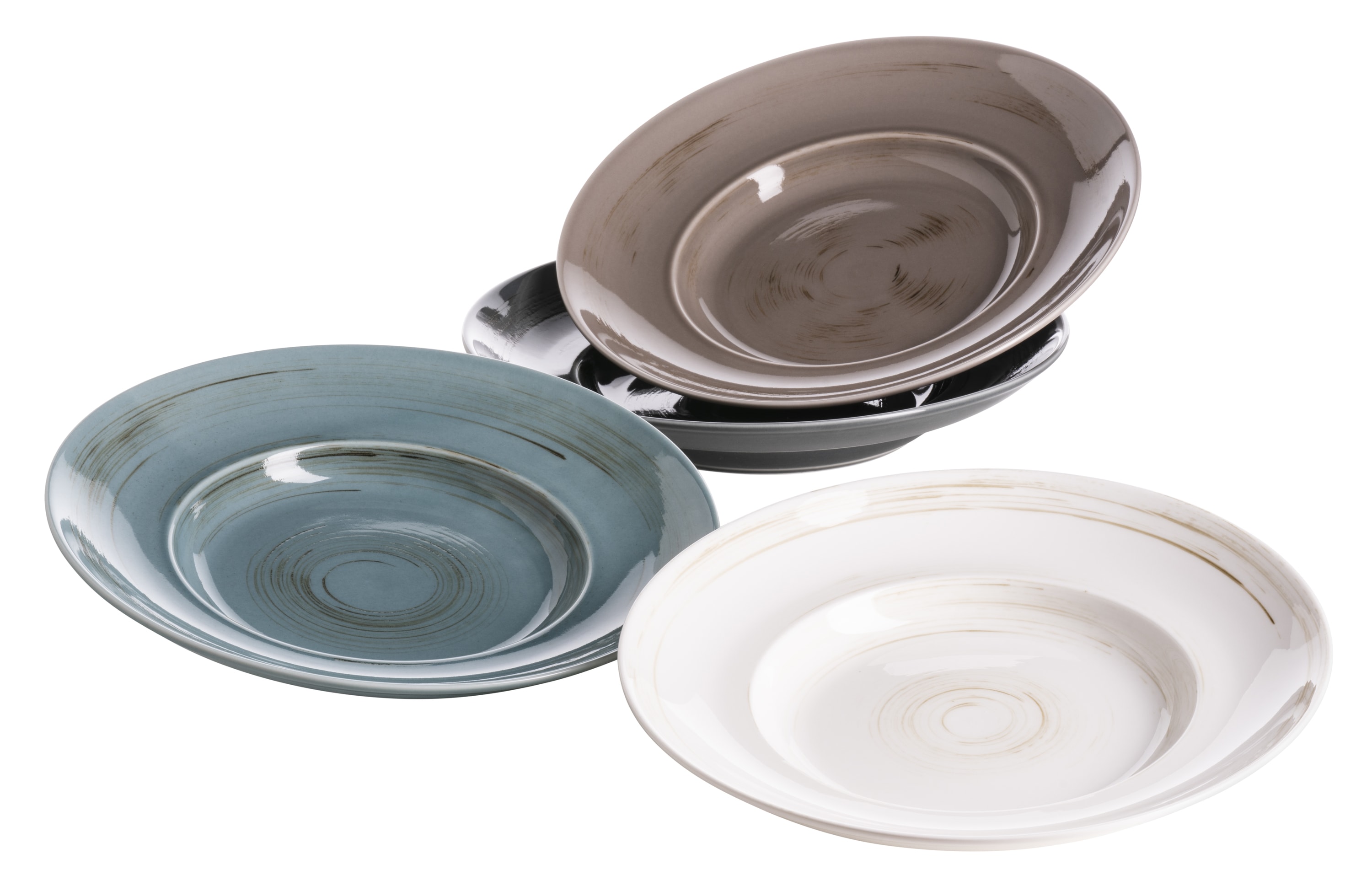 M&auml;ser Pastateller-Set, Durable Porzellan DERBY Wei&szlig;, Beige, Grau, Blau 