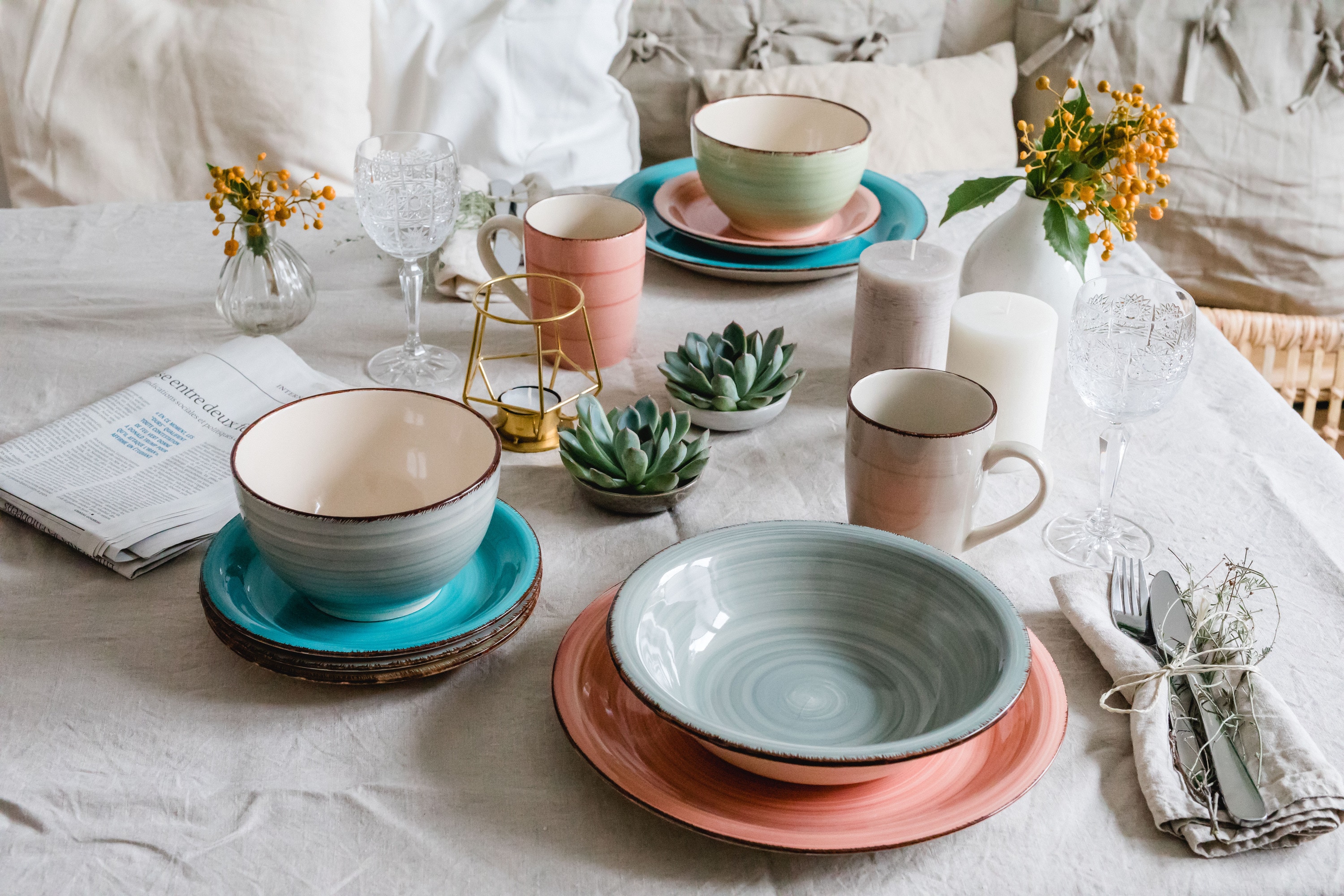Mäser Teller-Set, Steingut Lumaca