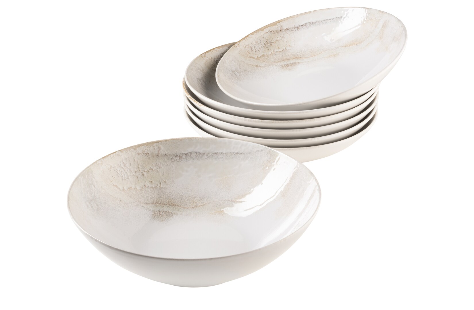 Salatschüssel-Set, Steinzeug Ossia Weiß / Beige