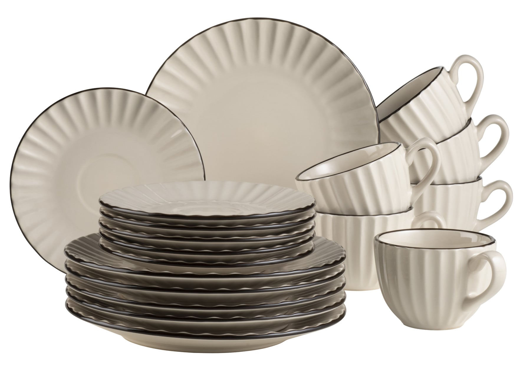 M&auml;ser Kaffeeservice, Steinzeug Osita Cremewei&szlig; 