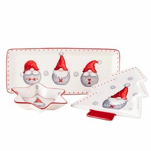 Mäser Tellerset, Steingut Aurela Rot / Weiß / Grau 