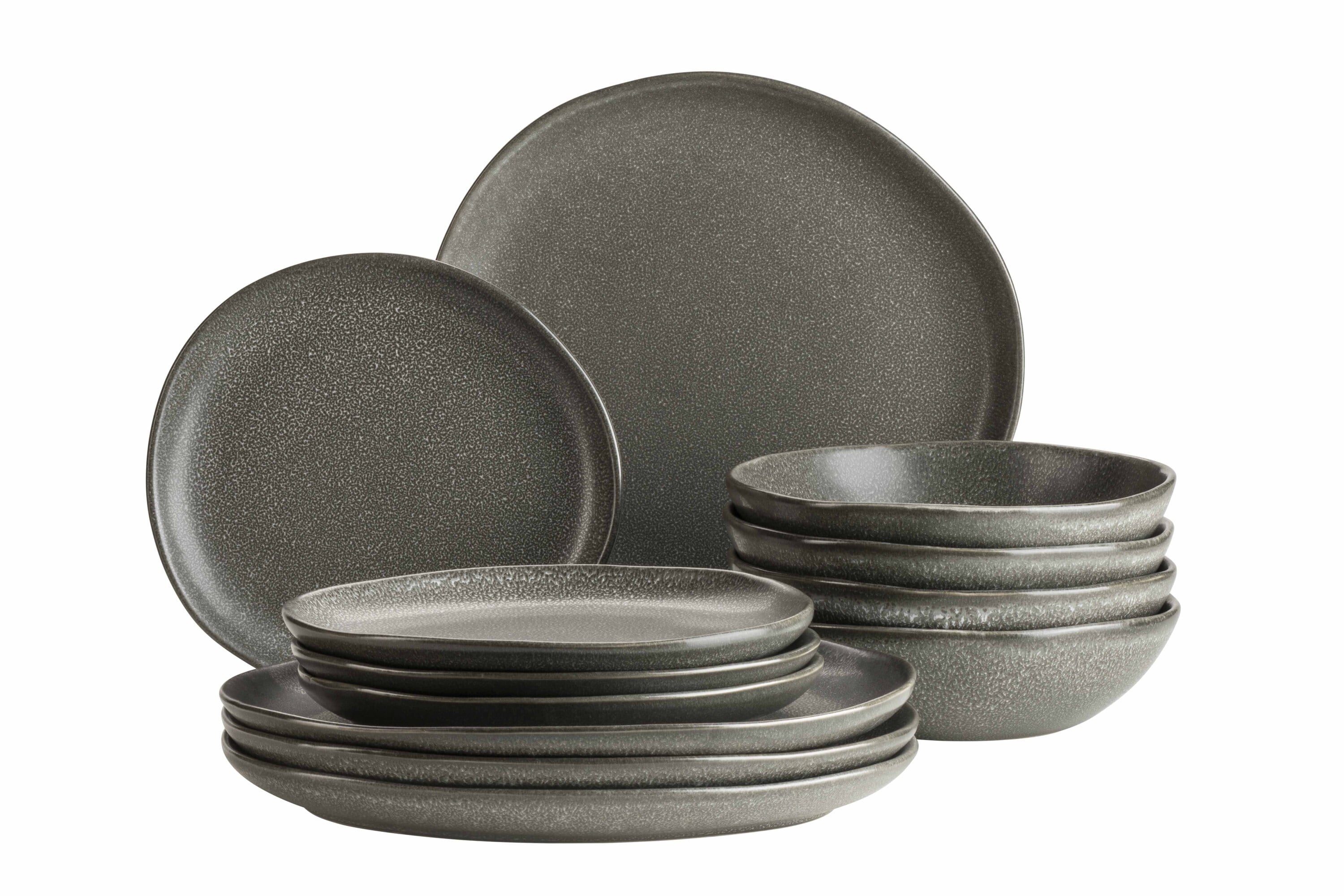 M&auml;ser Tellerset, Keramik Marlena Grau 