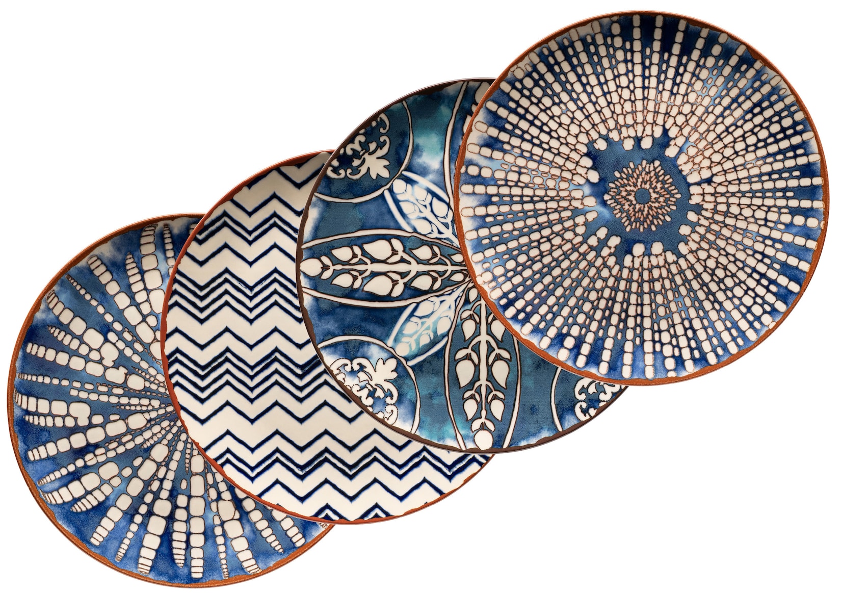 Platzteller-Set, Steinzeug Iberico Blue Blau / Weiß