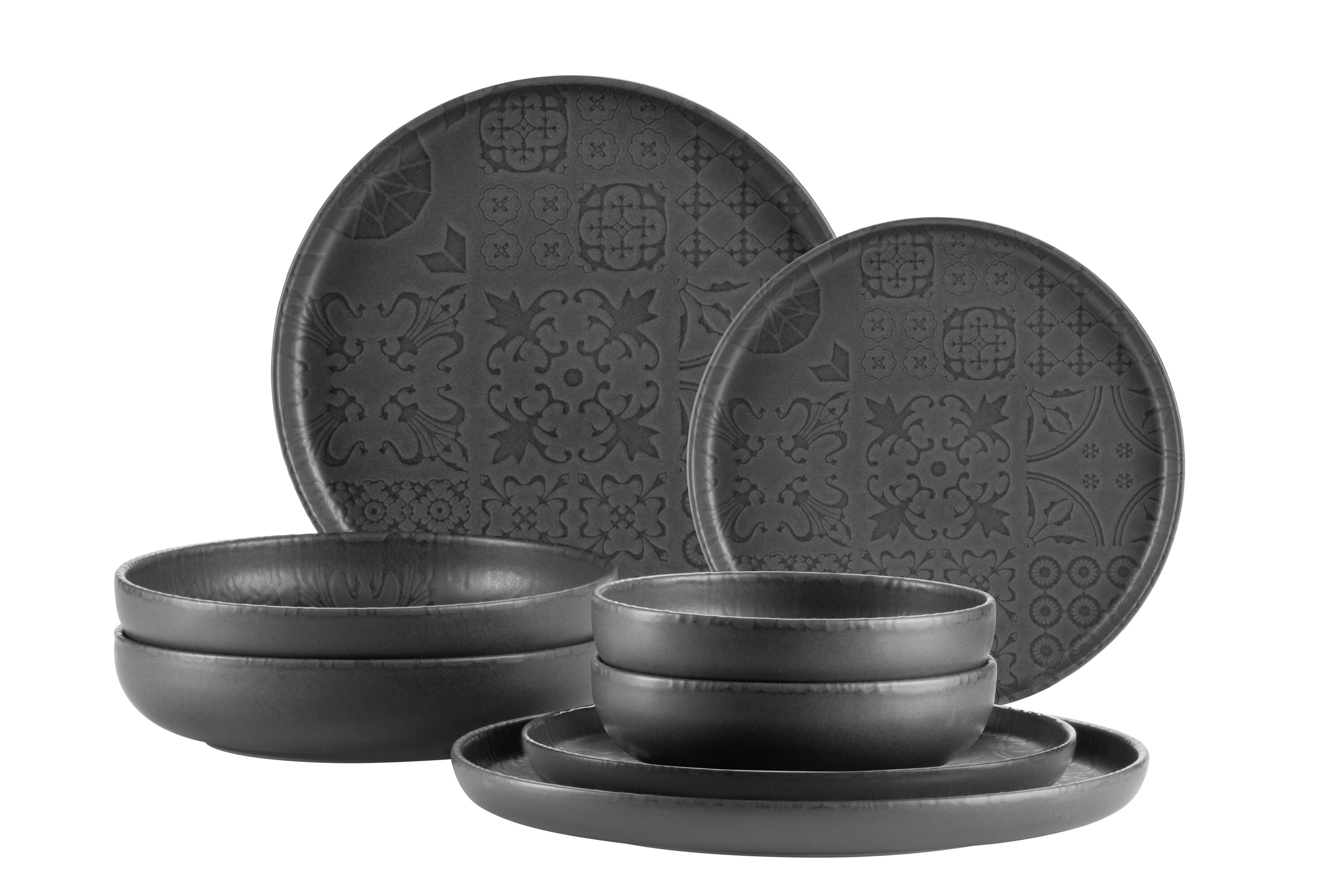 M&auml;ser Kombiservice, Steinzeug Trad. Tiles Schwarz 