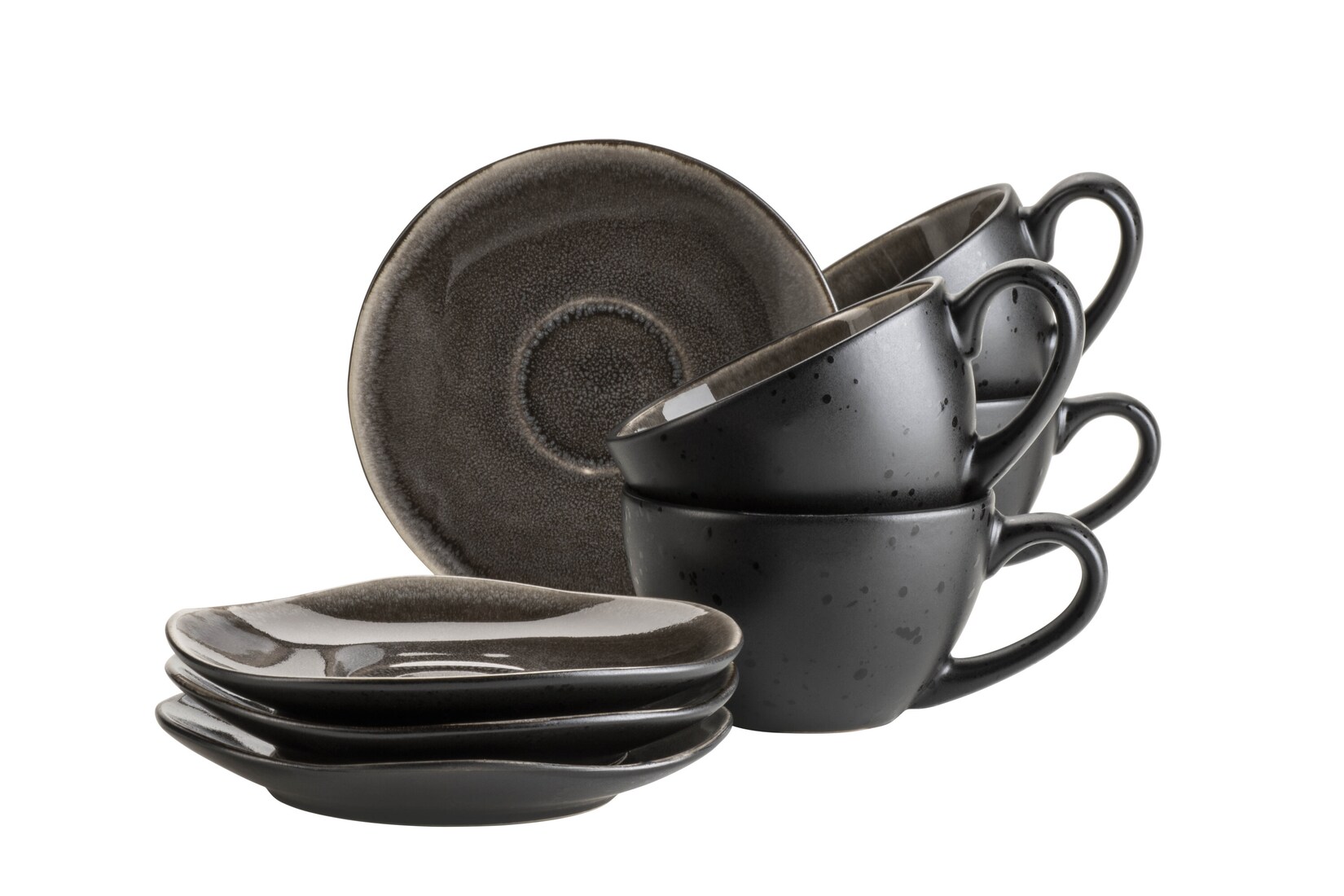Kaffeetassen-Set, Keramik Niara Organic Braun / Schwarz