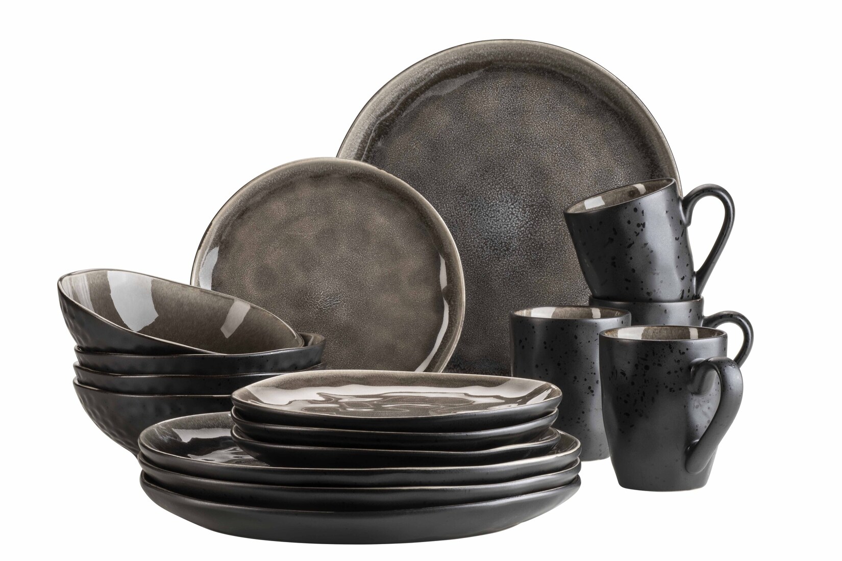 Geschirr-Set, Keramik Niara Organic Braun / Schwarz