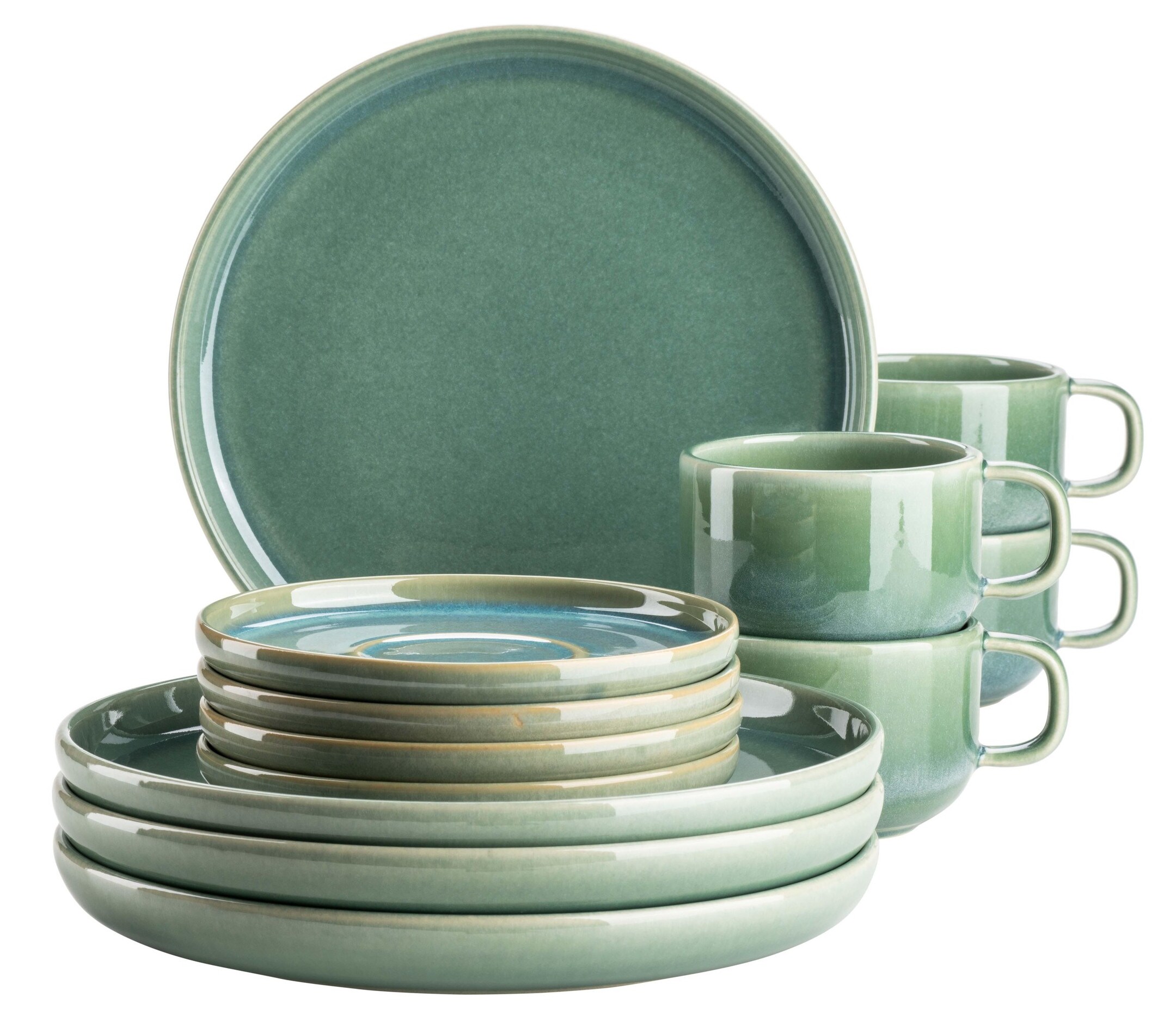 M&auml;ser Kaffeeservice, Steinzeug Elina Uno Gr&uuml;n 