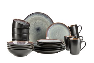 Mäser Kombiservice, Steinzeug Teona Blau, Braun, Grün, Schwarz 