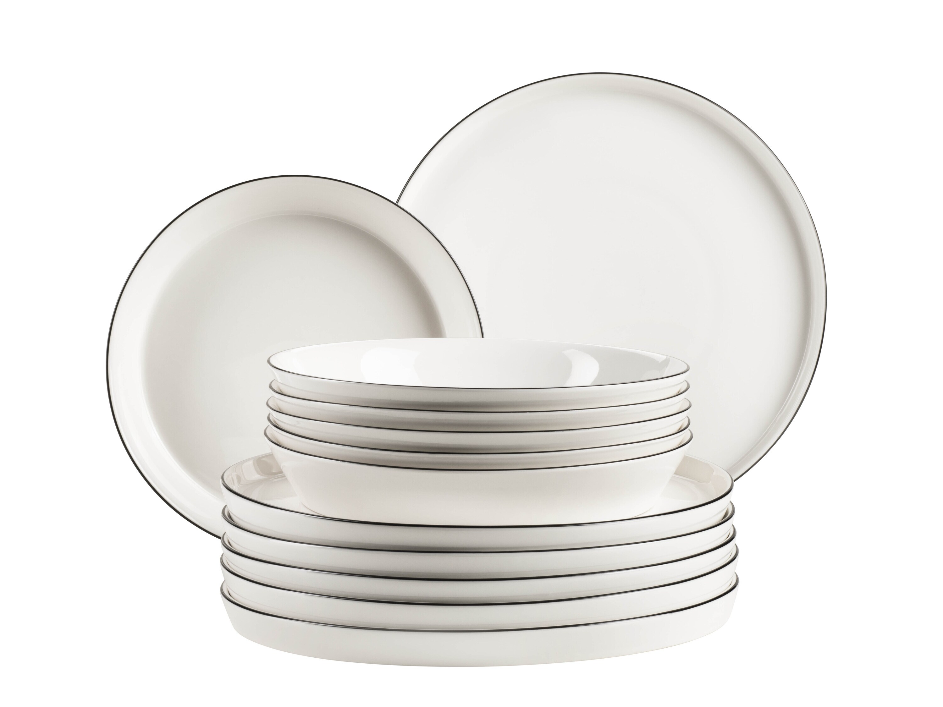 M&auml;ser Tafelservice , Porzellan Sita Wei&szlig; / Schwarz 