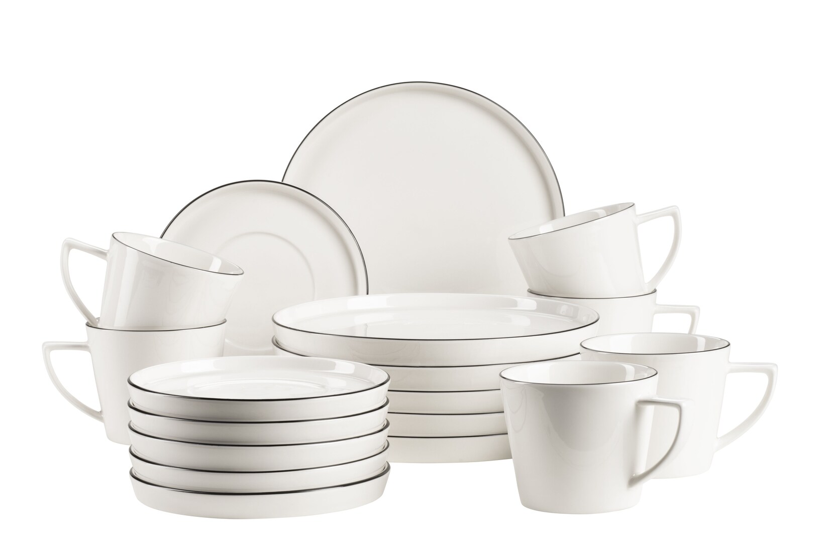 Kaffeeservice, Porzellan Sita Weiß / Schwarz
