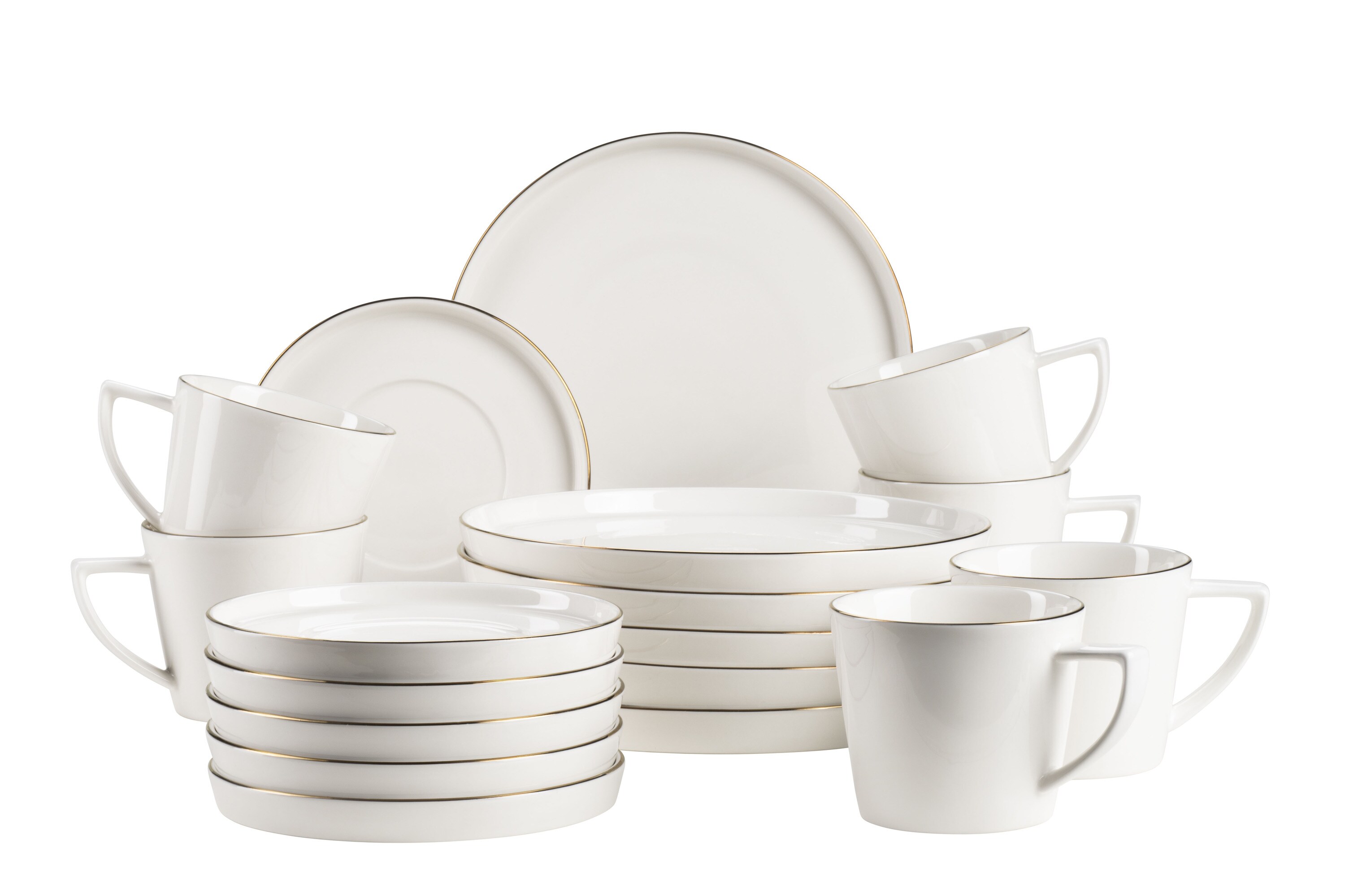 M&auml;ser Kaffeeservice, Porzellan Sita Wei&szlig; / Gold 