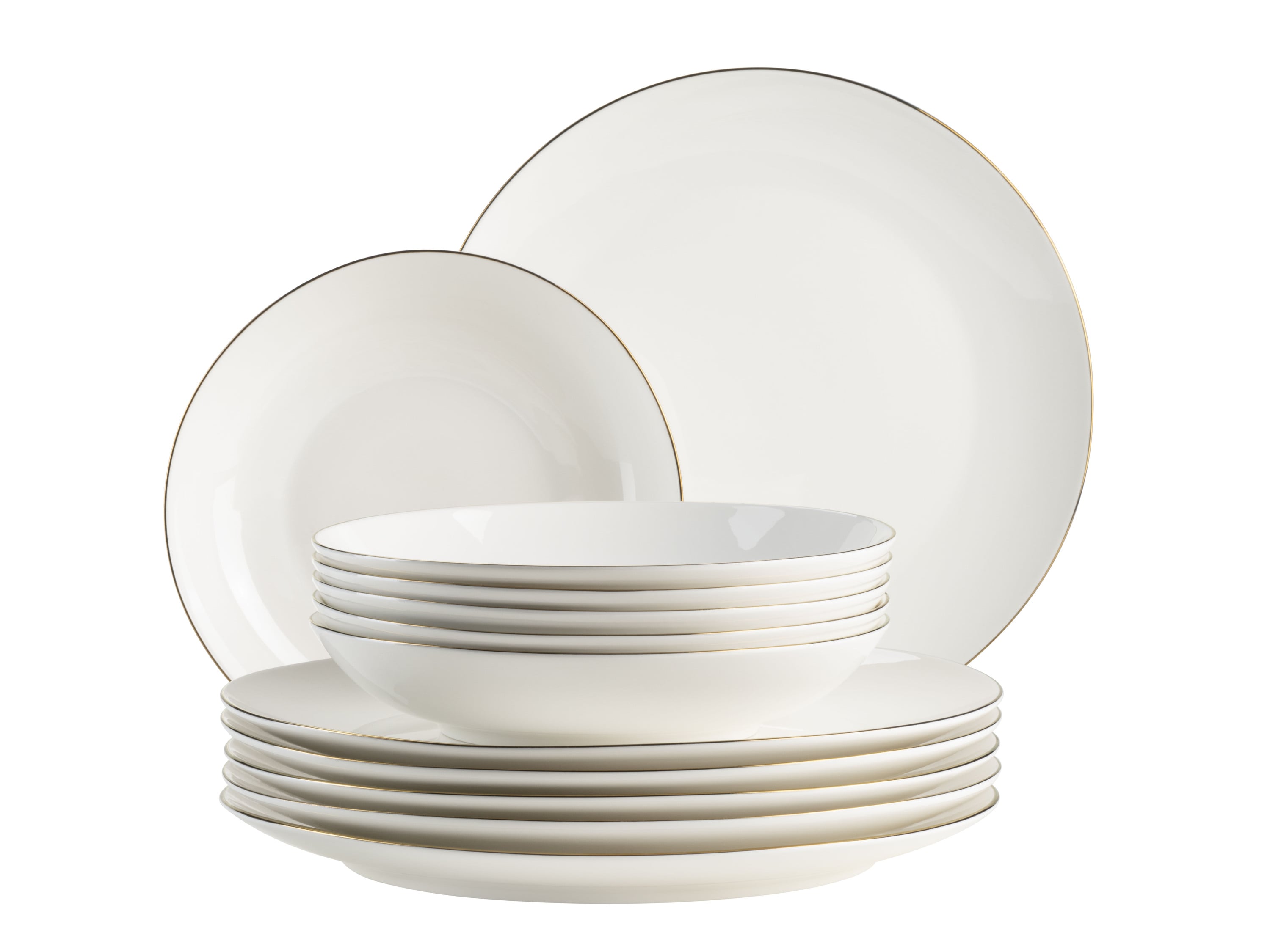 M&auml;ser Tafelservice, Porzellan Felise Wei&szlig; / Schwarz 