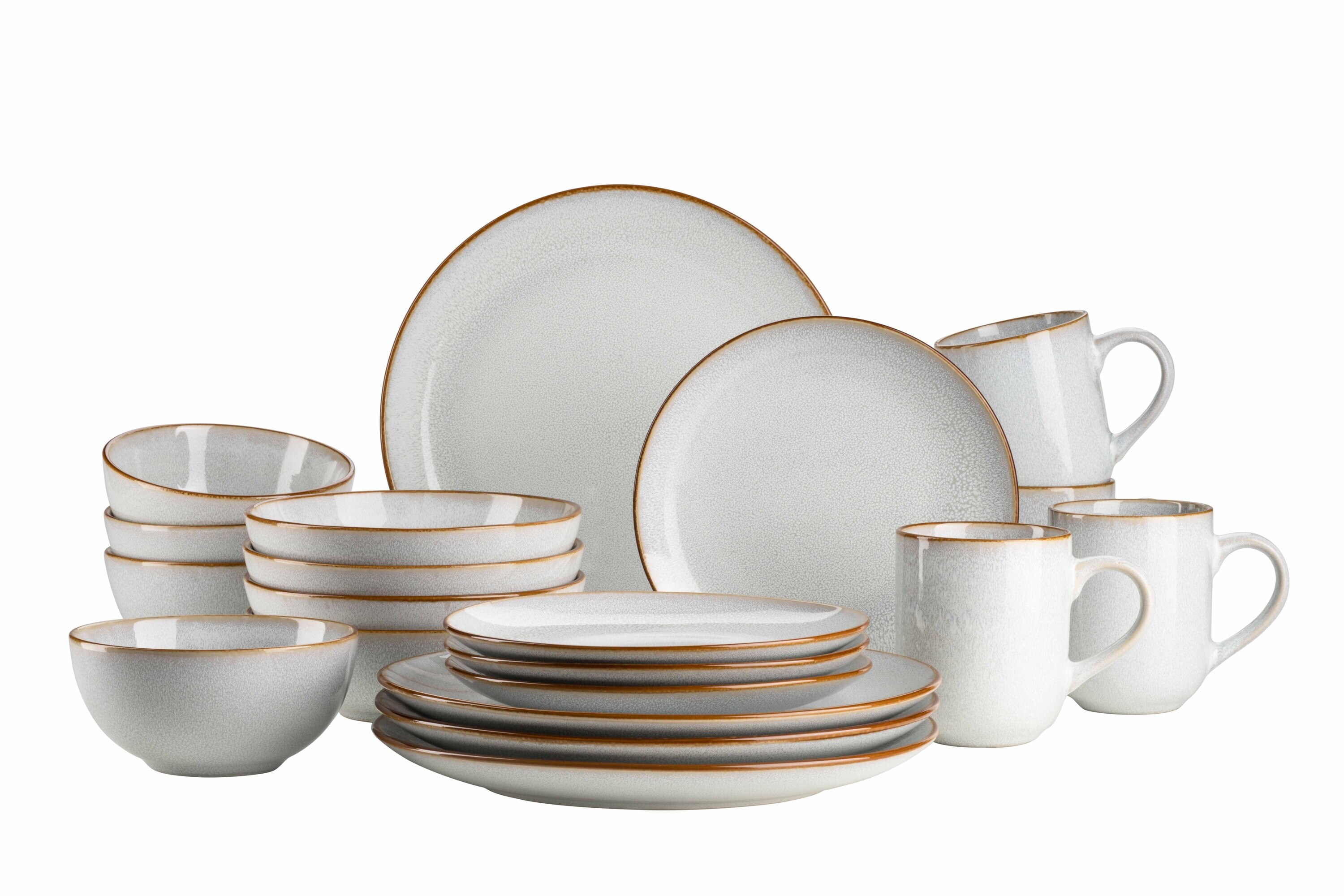 M&auml;ser Geschirrset, Steinzeug Mabella Grau / Braun 