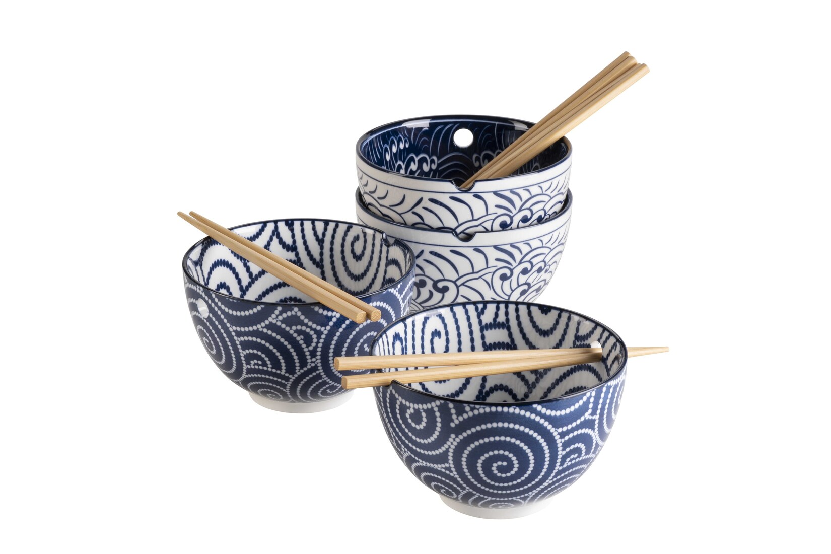 Schüssel Set, Porzellan Jurka Blau / Weiß