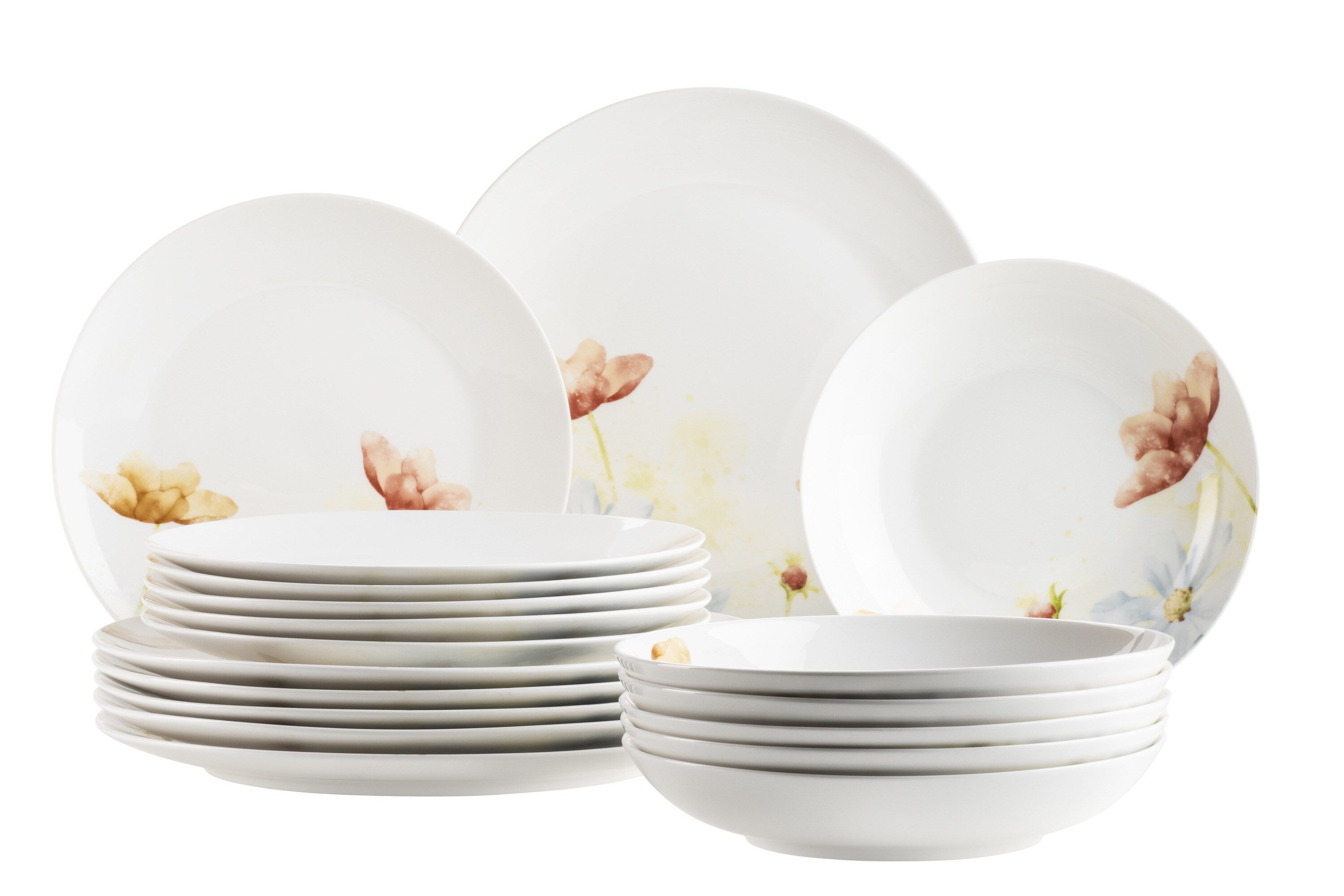 M&auml;ser Tellerset, Porzellan Amapola Wei&szlig; 