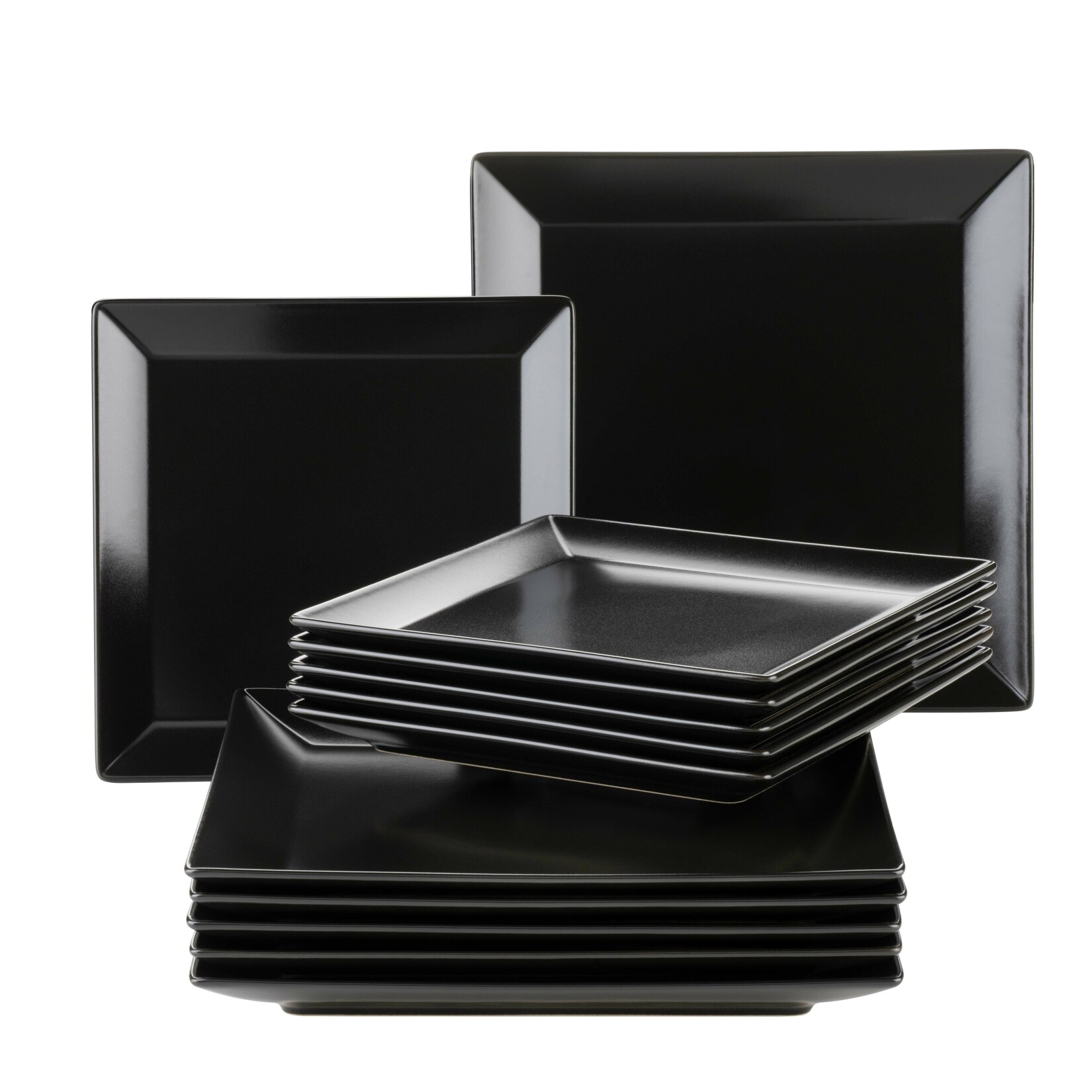 Teller-Set, Porzellan Manhattan City Schwarz