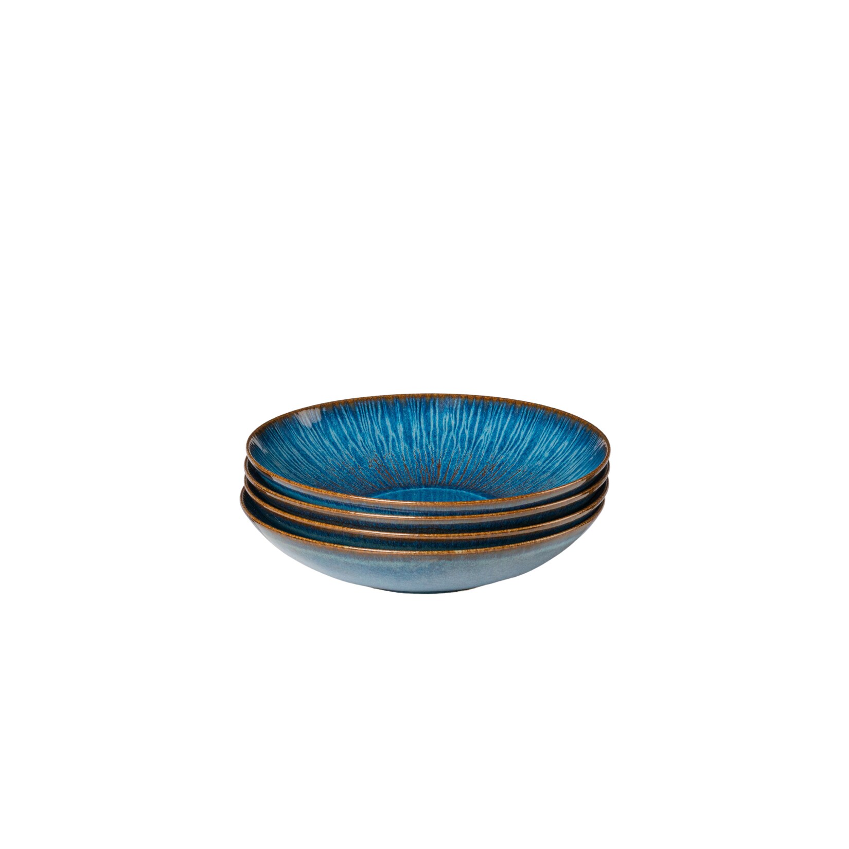 Suppenteller-Set, Steinzeug Eisfall Blau