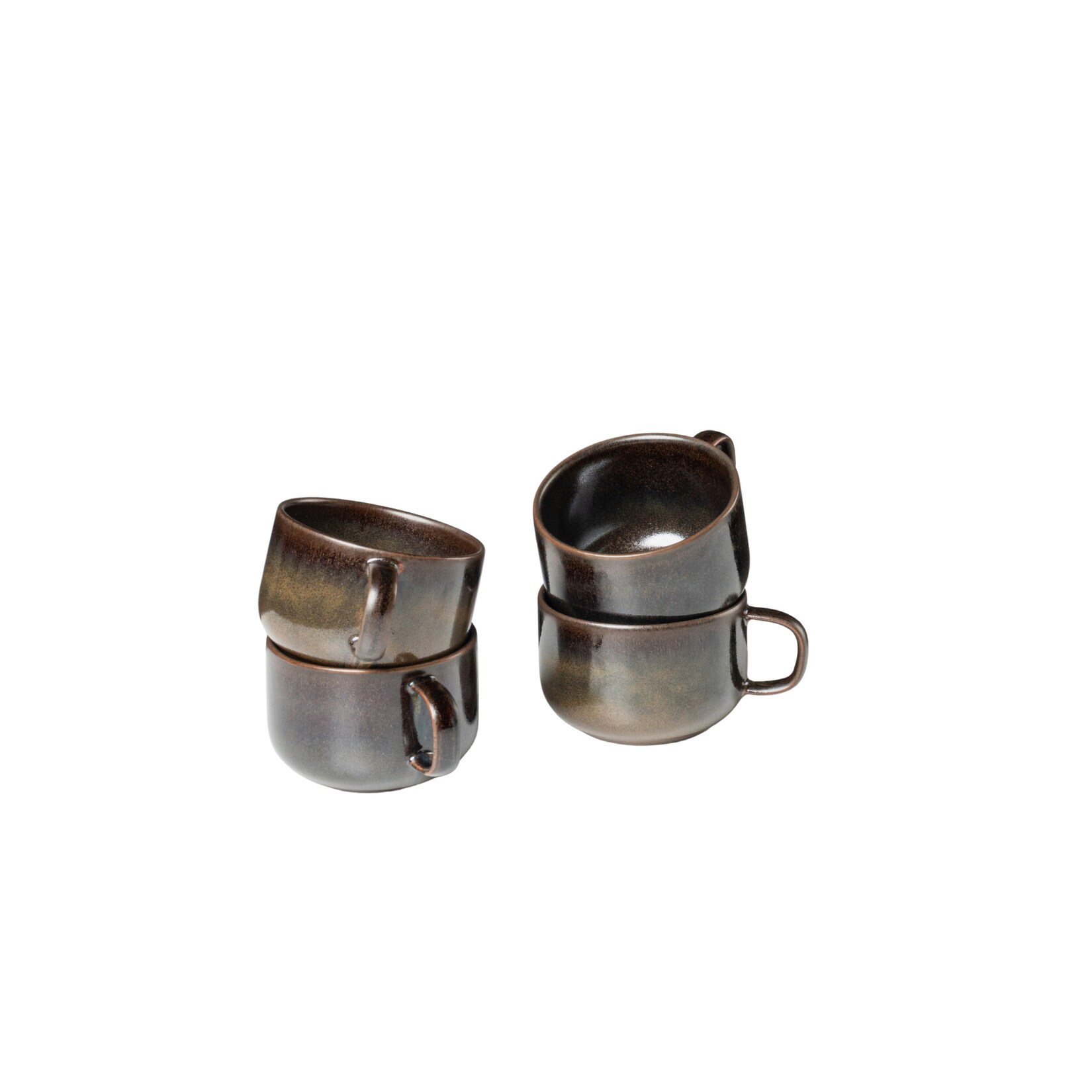 Kaffeeobertassen-Set, Steinzeug Glockenklang Bronze / Braun