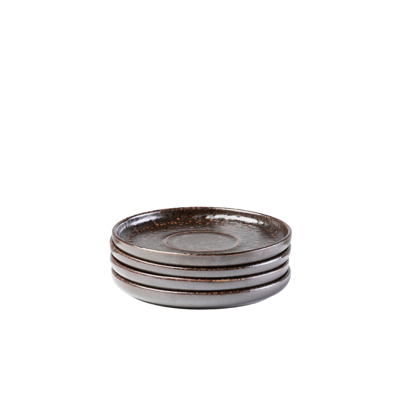 Kaffeeuntertassen-Set, Steinzeug Glockenklang Bronze / Braun