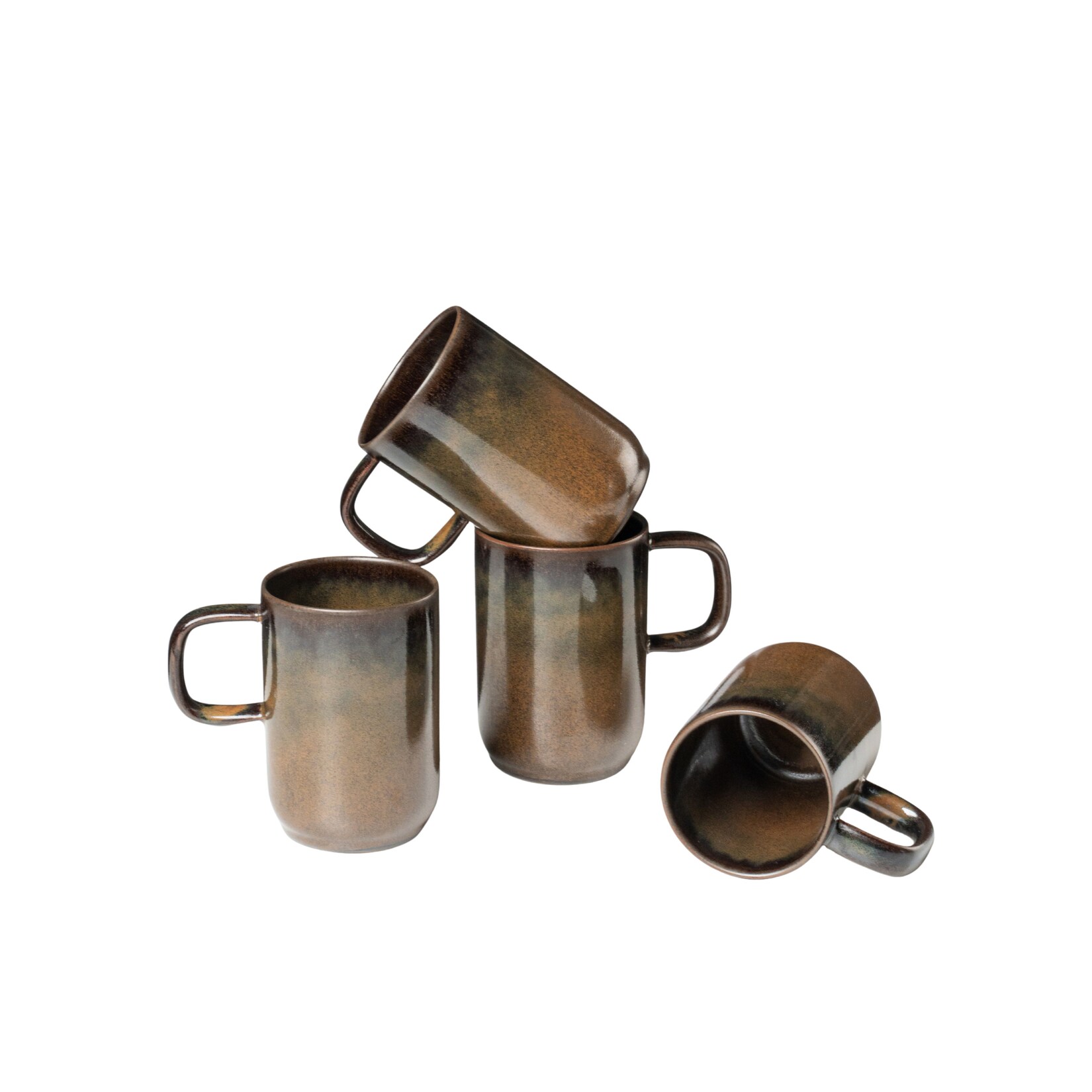 Kaffeebecher-Set, Steinzeug Glockenklang Bronze / Braun