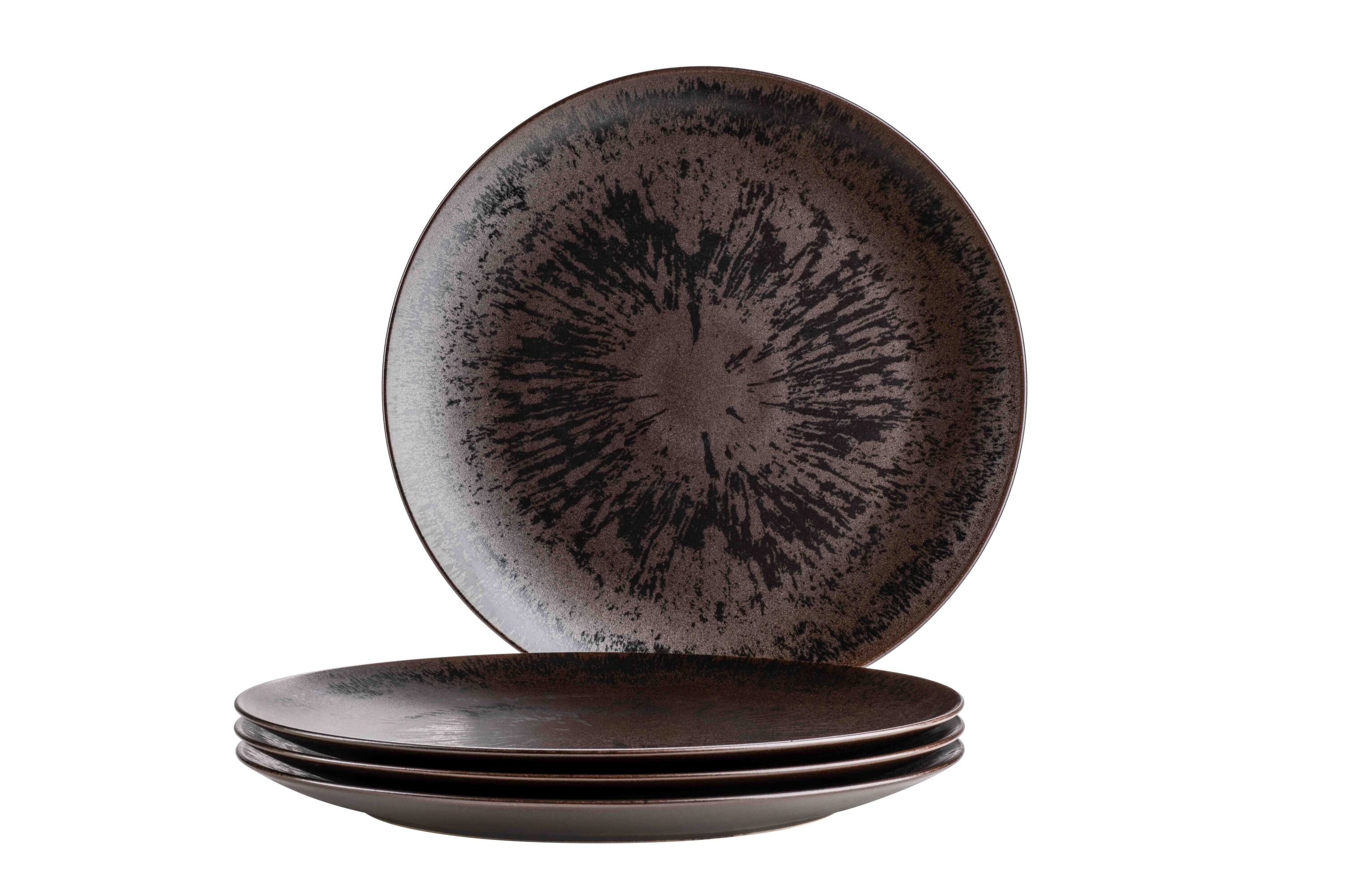 M&auml;ser Platzteller-Set, Keramik Metallic Bronze Schwarz, Braun 
