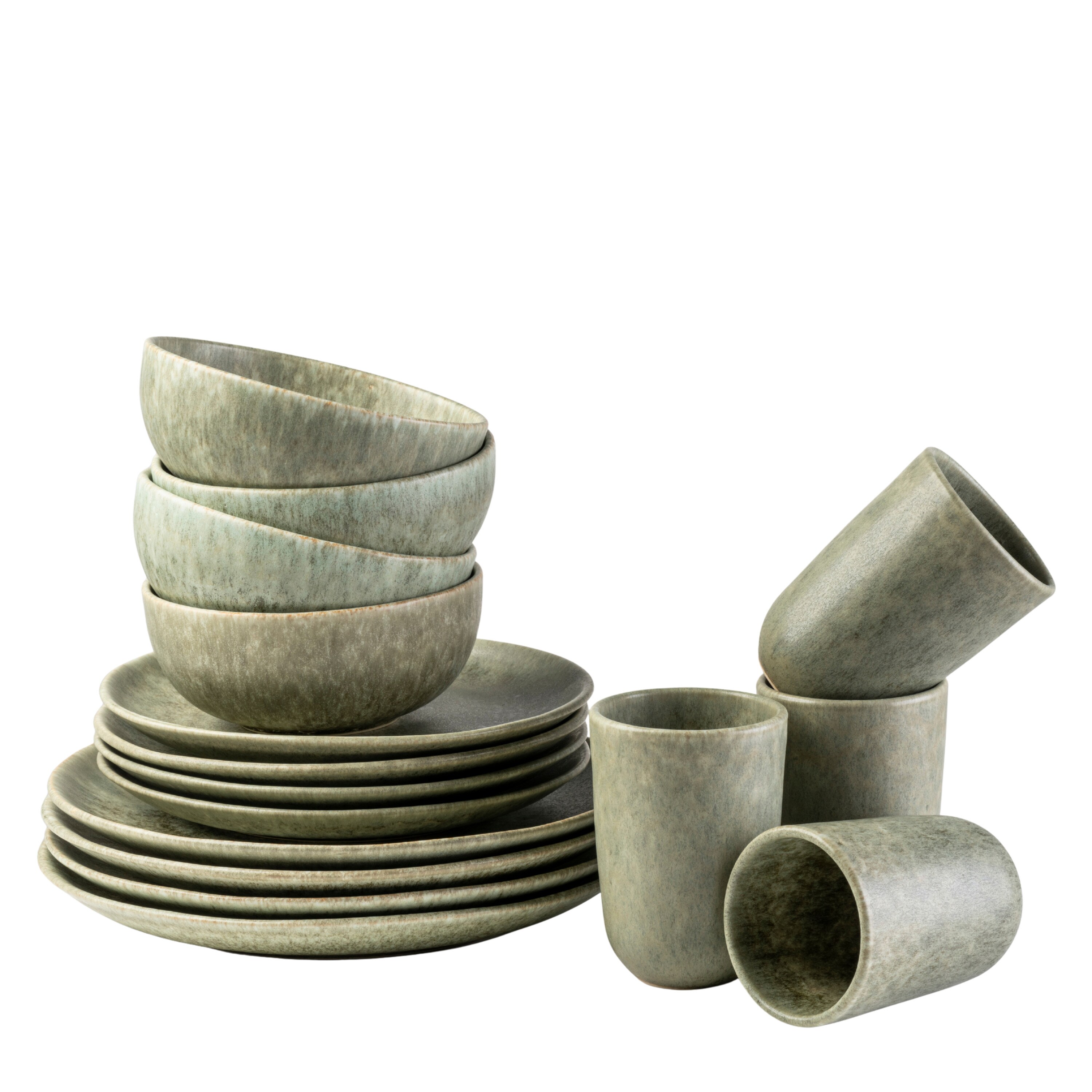 Gipfelst&uuml;ck Geschirr-Set, Steinzeug Moos'N'Stein 
