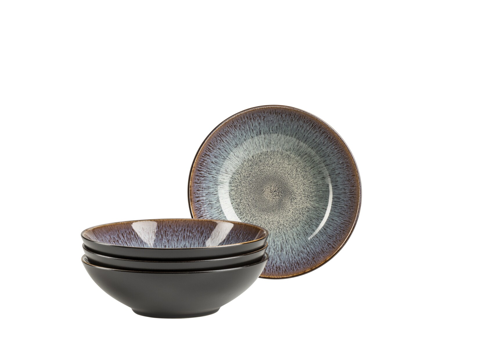 Suppenteller-Set, Steinzeug Teona Blau, Braun, Grün, Schwarz