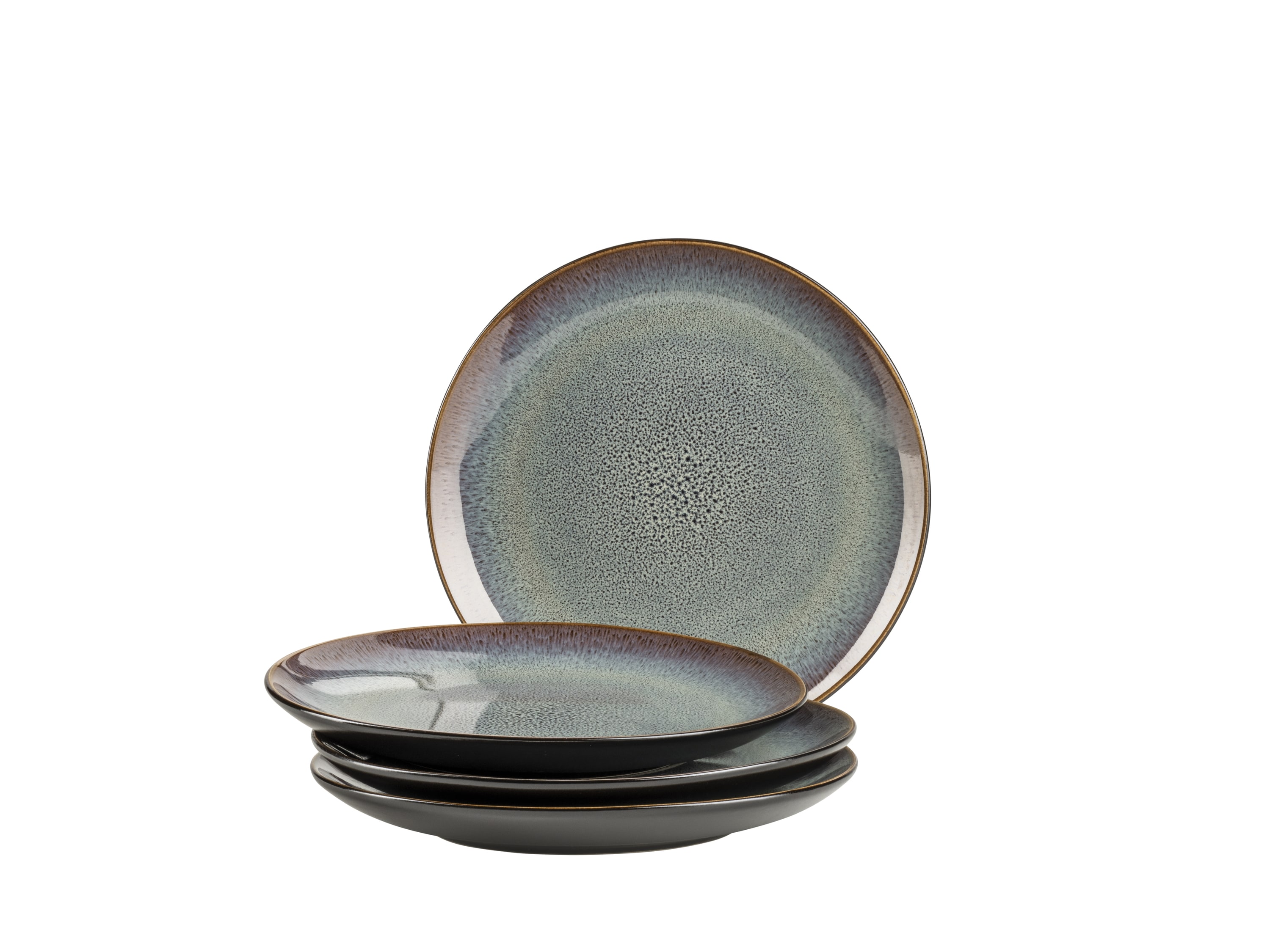 M&auml;ser Dessertteller-Set, Steinzeug Teona Blau, Braun, Gr&uuml;n, Schwarz 