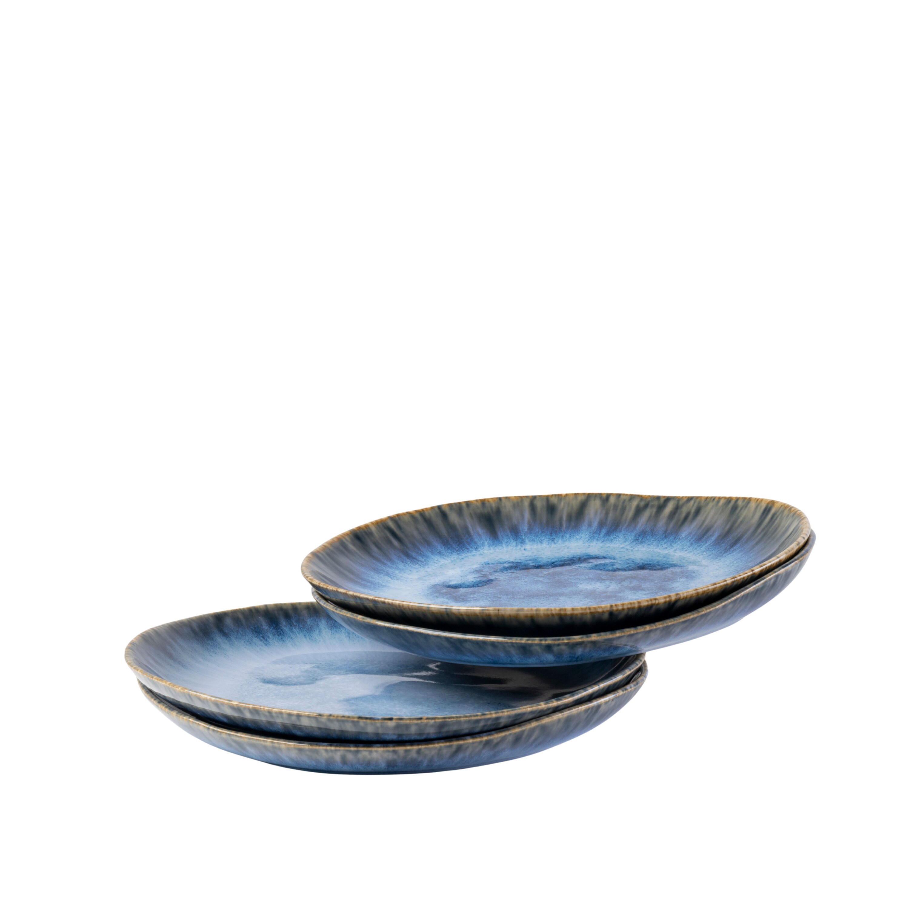 Gipfelst&uuml;ck Dessertteller-Set, Steinzeug Wilde Schlucht Blau 