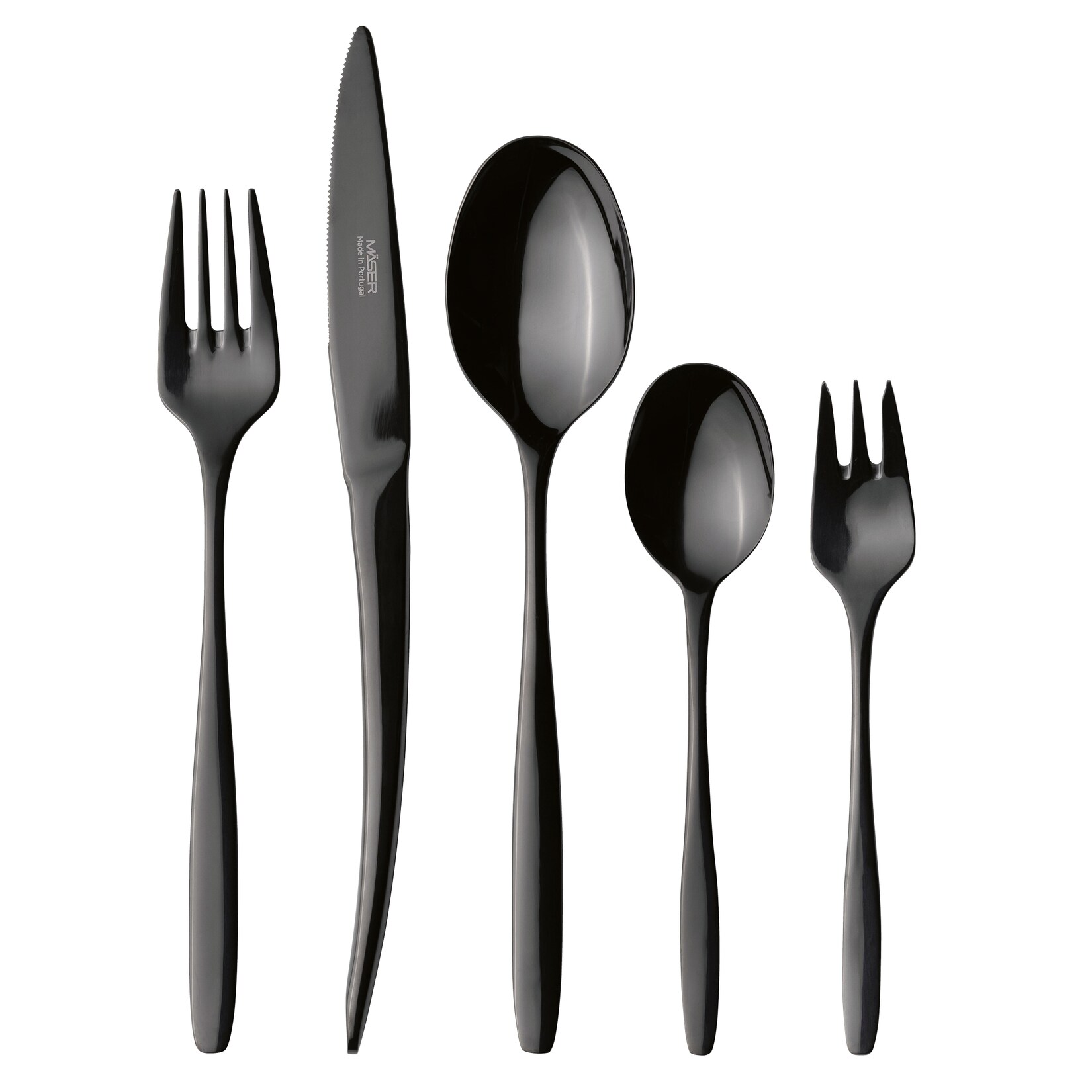 Besteck-Set, Edelstahl Nigran Schwarz