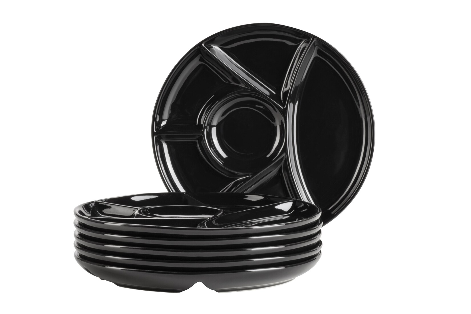Fondueteller Set, Porzellan - Schwarz