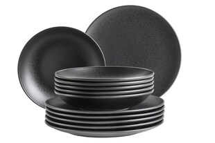 Mäser Teller Set, Steinzeug Essential Schwarz 
