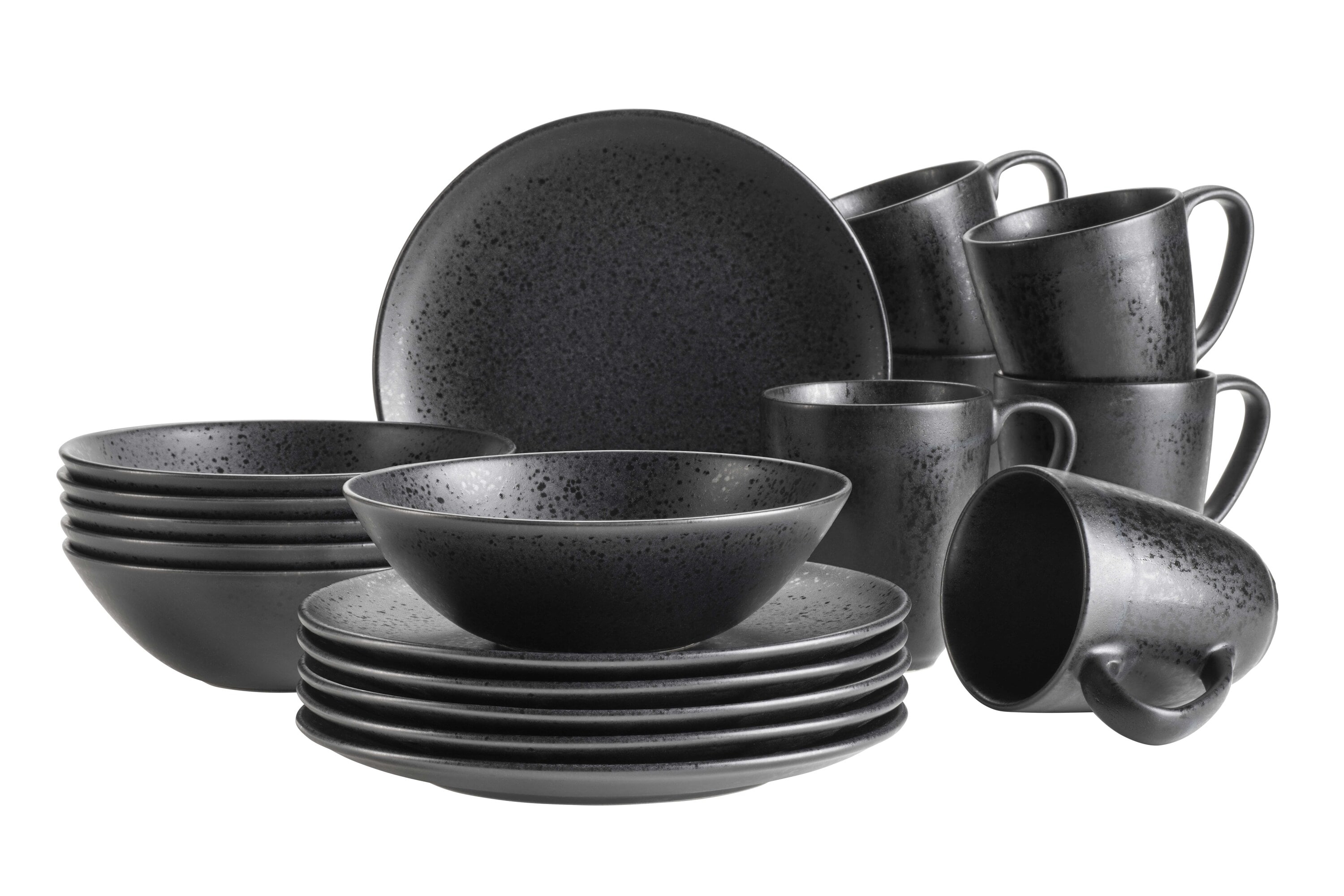 M&auml;ser Fr&uuml;hst&uuml;cks Set, Steinzeug Essential Schwarz 