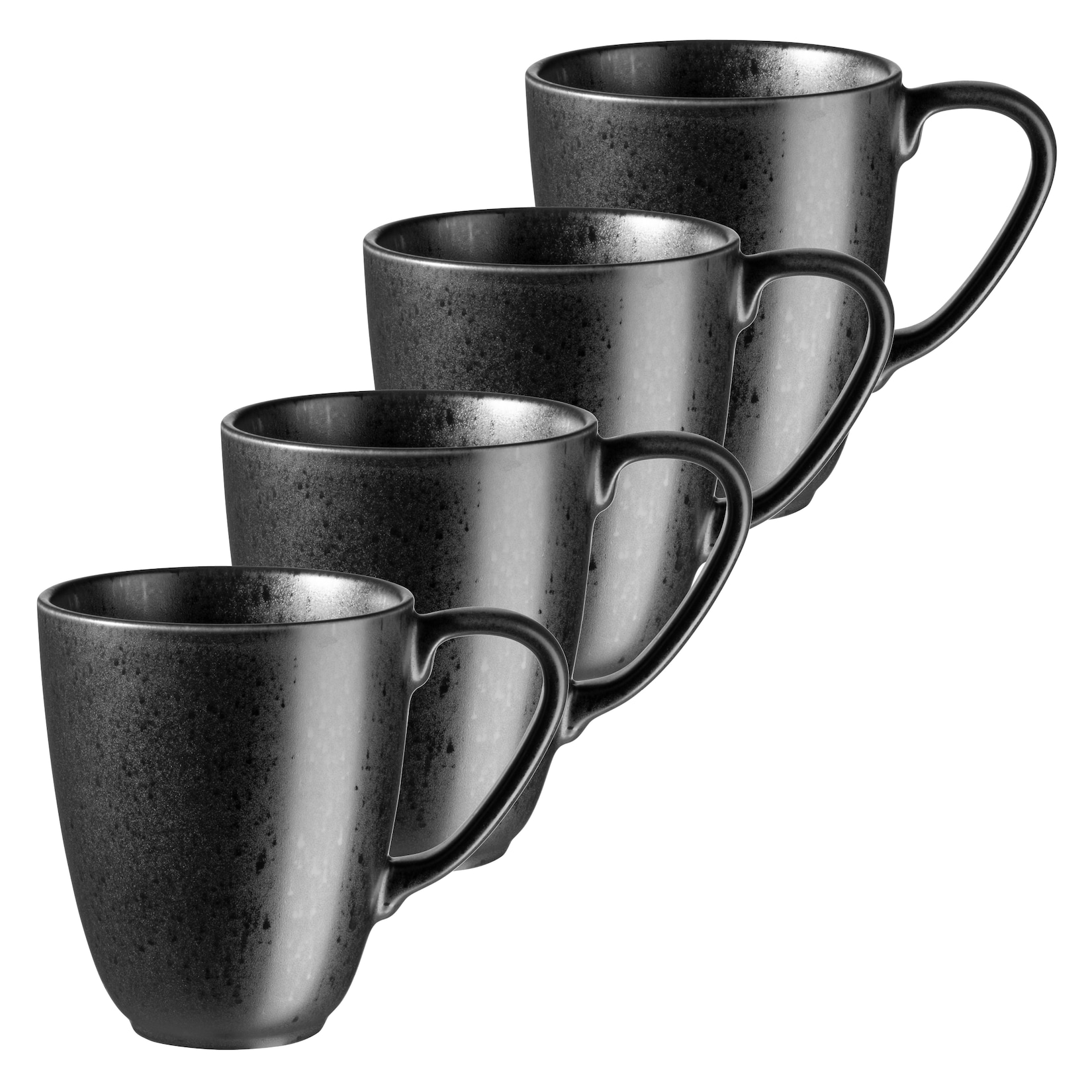 Kaffeebecher-Set, Steinzeug Essential Schwarz