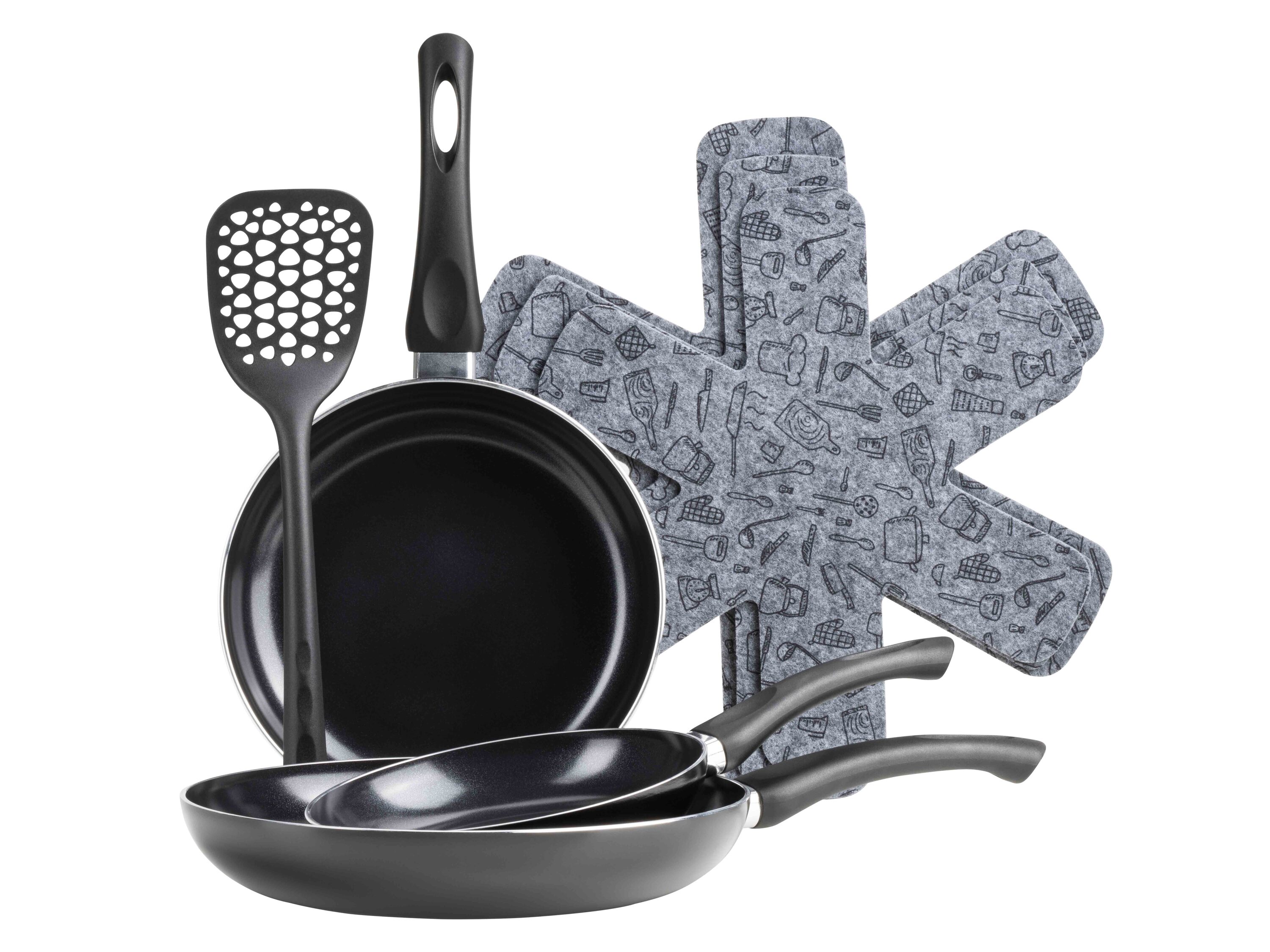 M&auml;ser Pfannen Set, 7-tlg., Aluminium Ezaki Schwarz 
