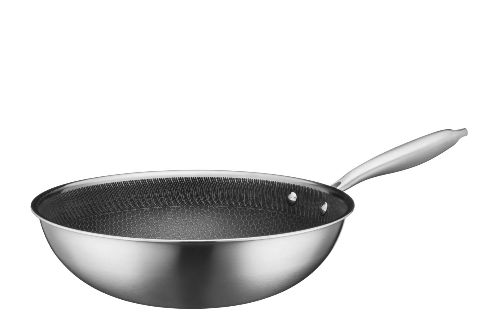 Wok 30 cm, Edelstahl Hestia Keramik Silber / Schwarz