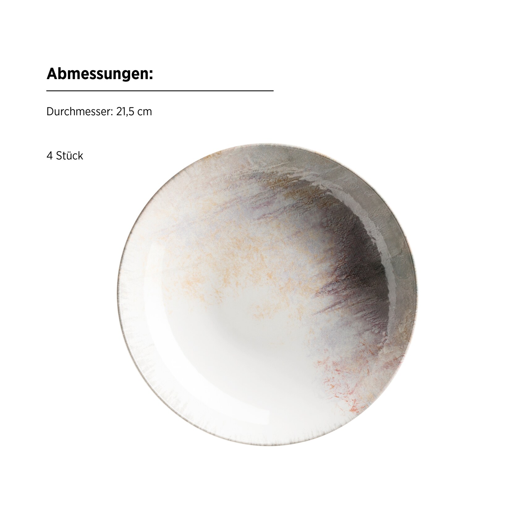 Suppenteller-Set, Steinzeug Aquarellia Weiß, Lila