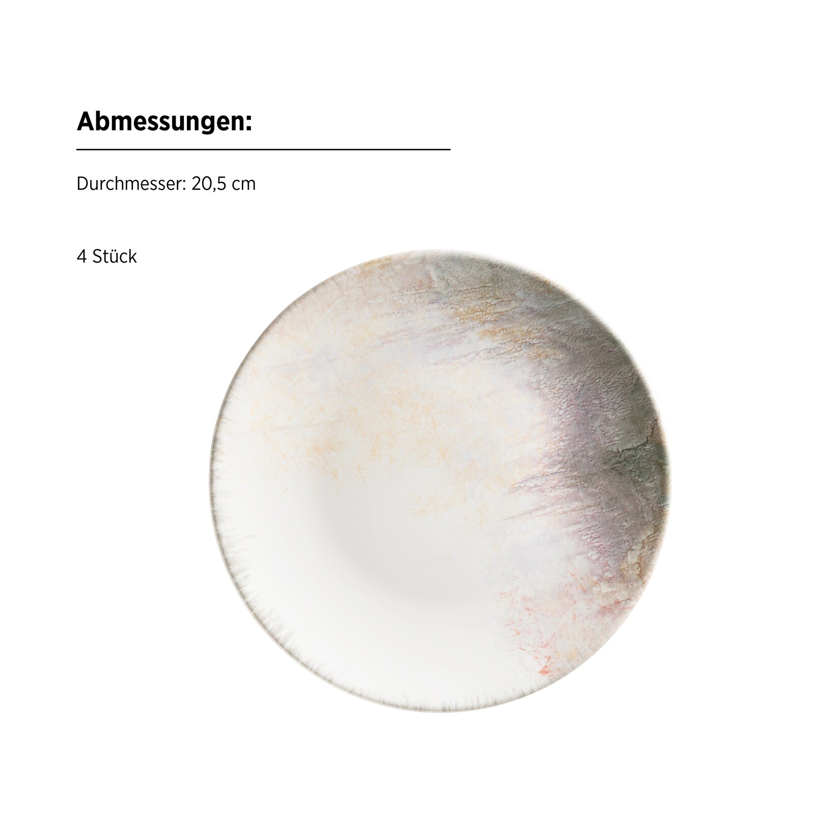 Dessertteller-Set, Steinzeug Aquarellia Weiß, Lila