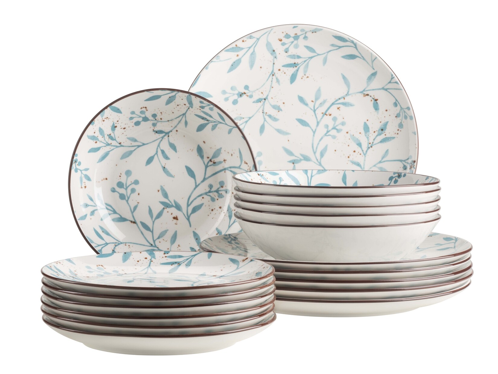 Teller Set, Porzellan Olive Türkis