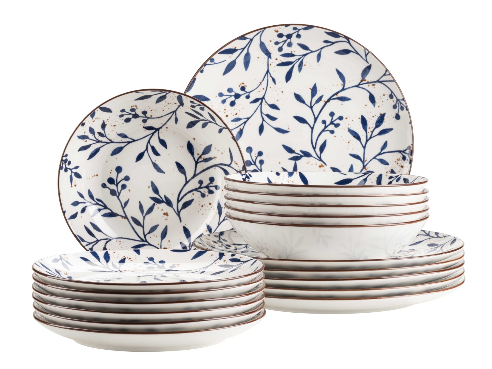 Teller Set, Porzellan Olive Türkis