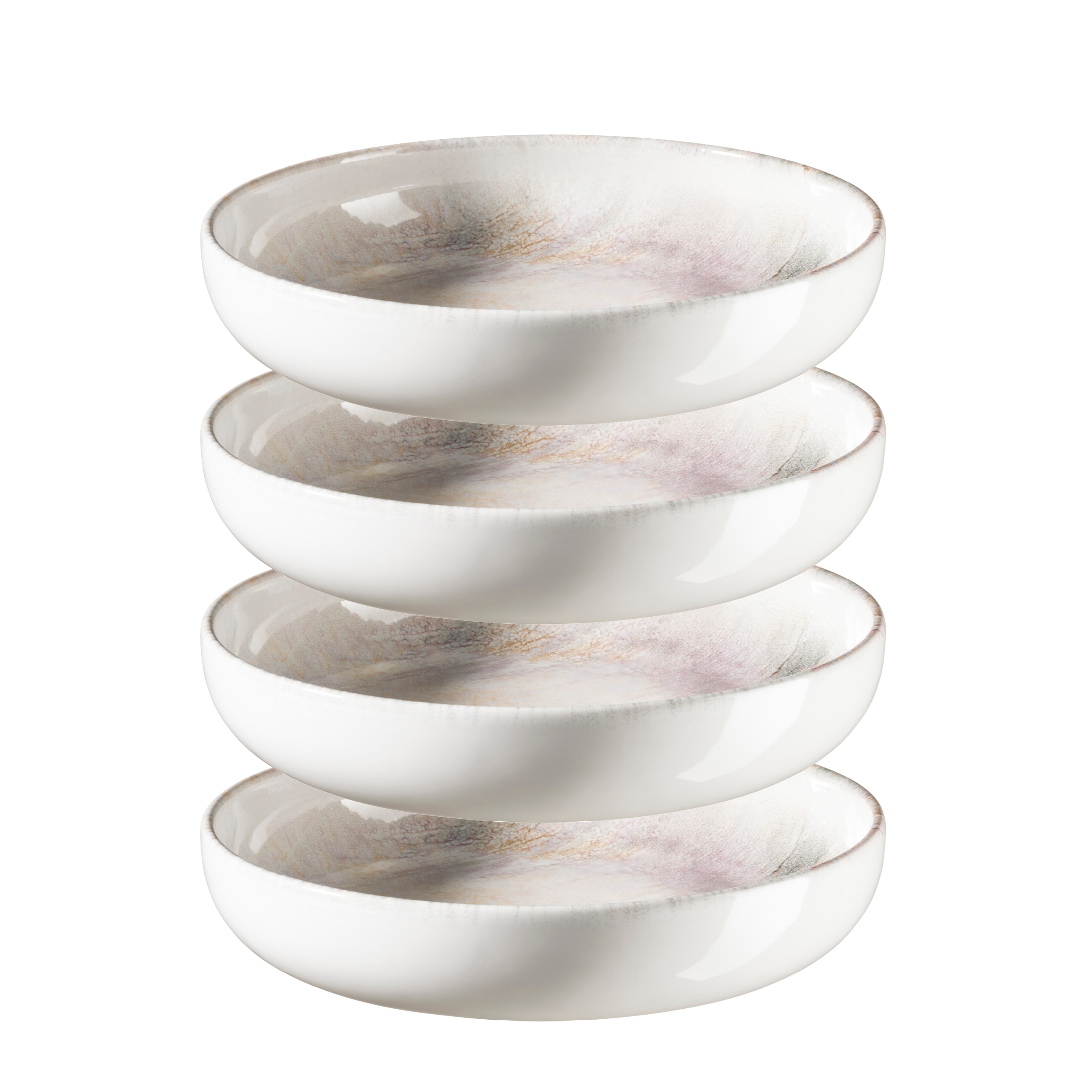 M&auml;ser Suppenteller-Set, Steinzeug Aquarellia Wei&szlig;, Lila 