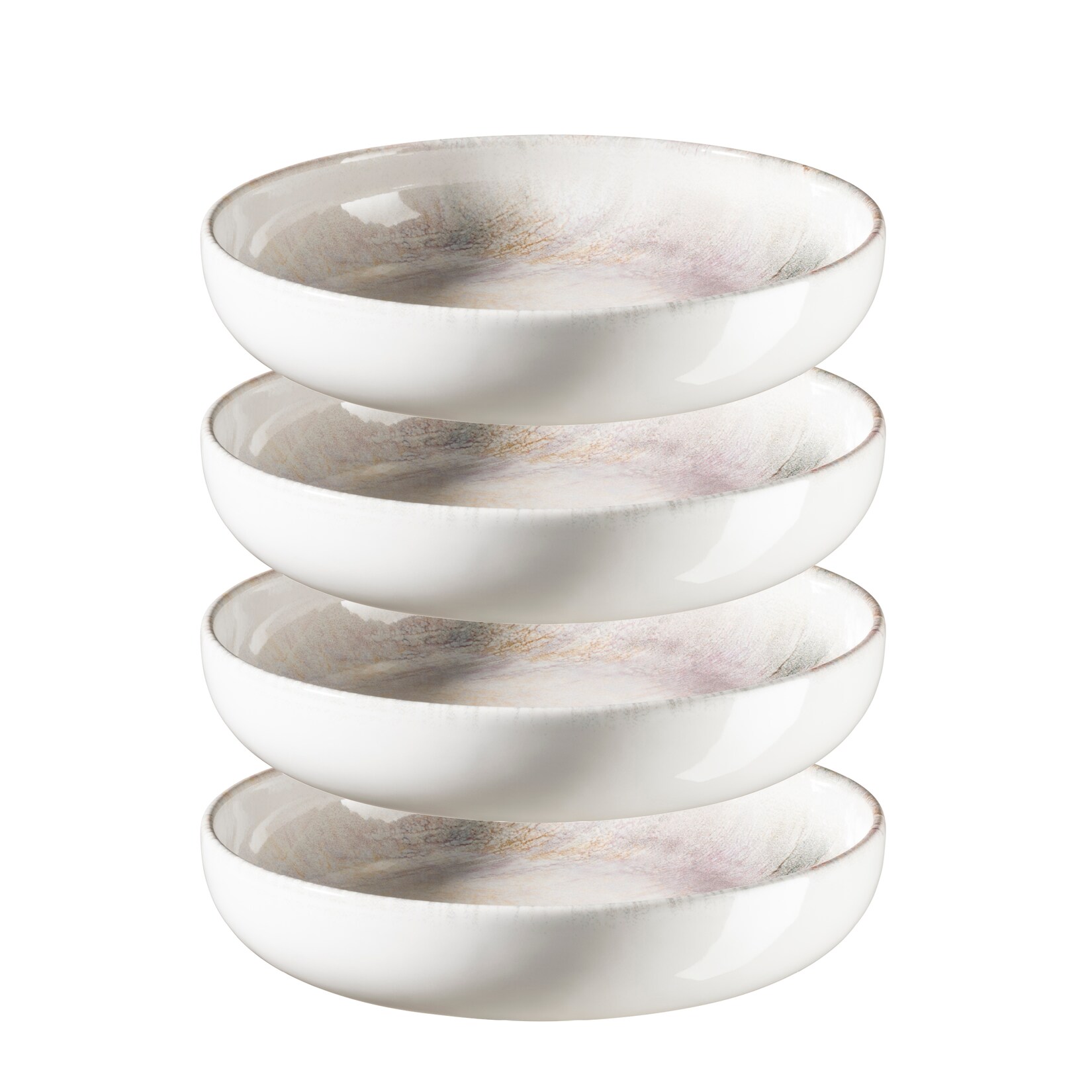 Suppenteller-Set, Steinzeug Aquarellia Weiß, Lila