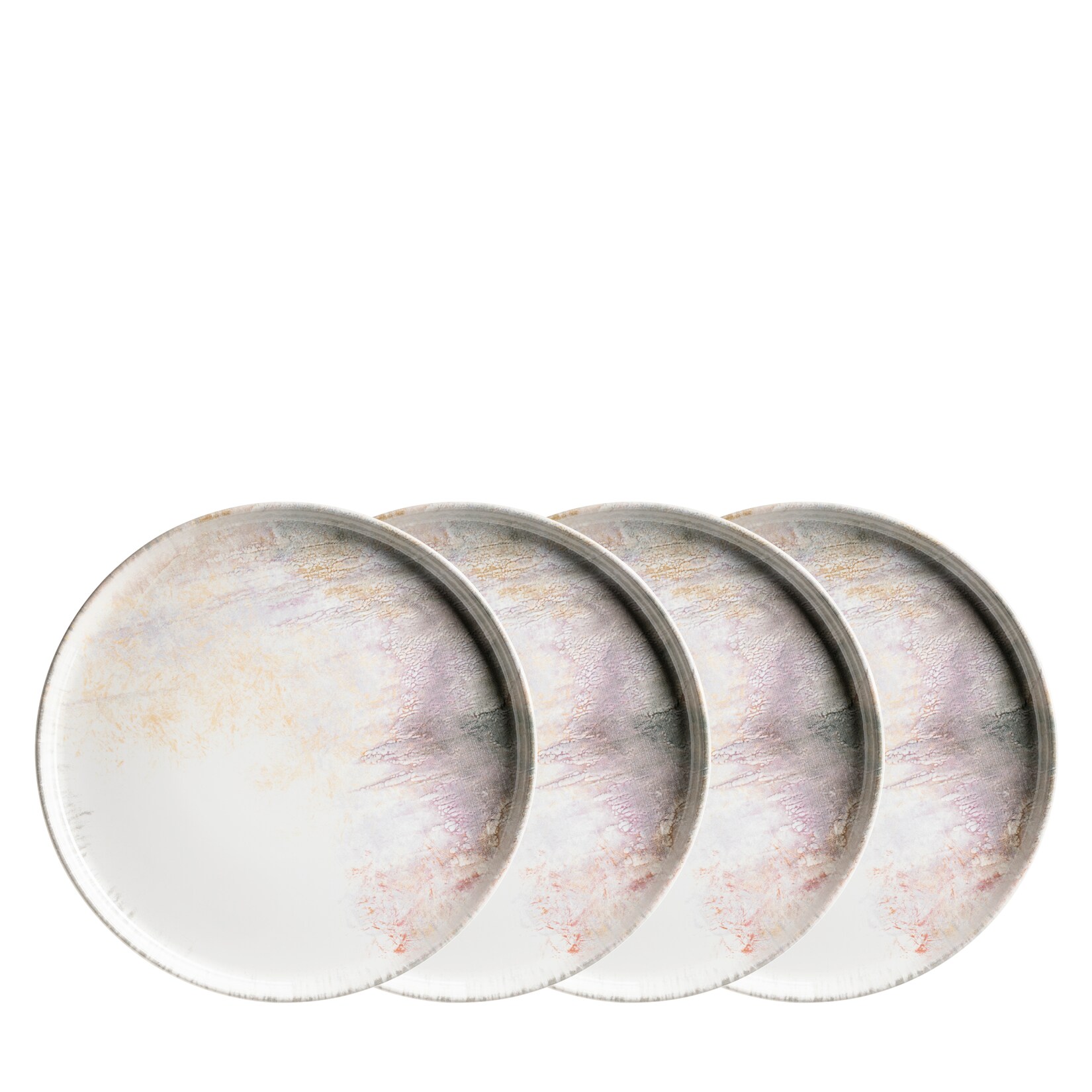 Dessertteller-Set, Steinzeug Aquarellia Weiß, Lila