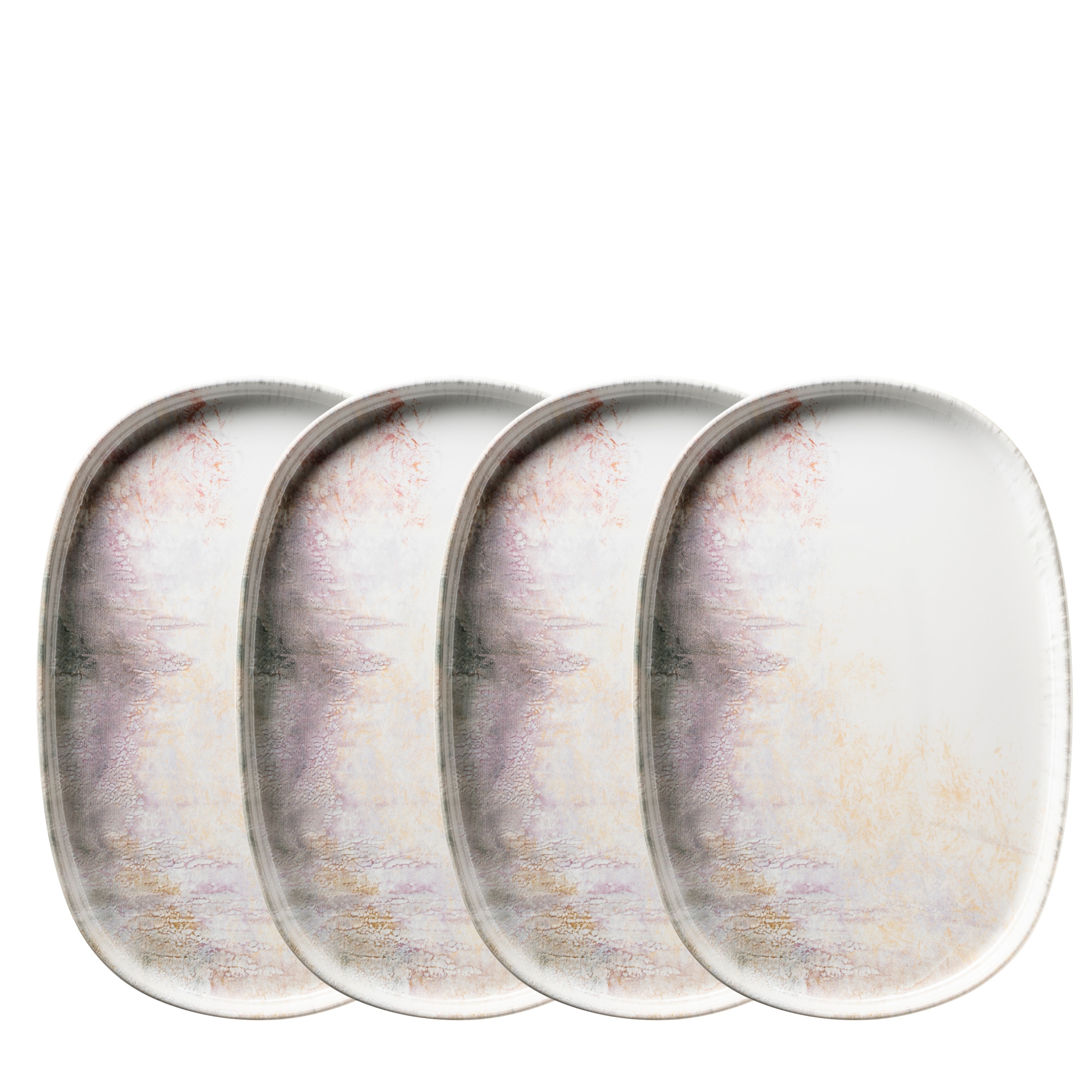 M&auml;ser Servierplatten-Set, Steinzeug Aquarellia Wei&szlig;, Lila 