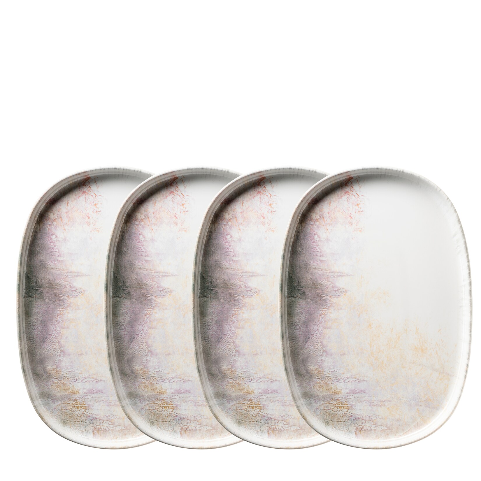 Servierplatten-Set, Steinzeug Aquarellia Weiß, Lila