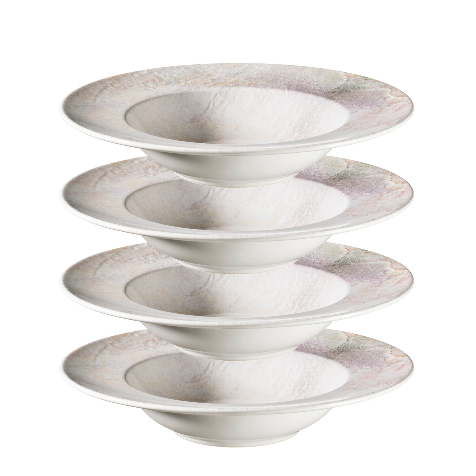 Pastateller-Set, Steinzeug Aquarellia Weiß, Lila
