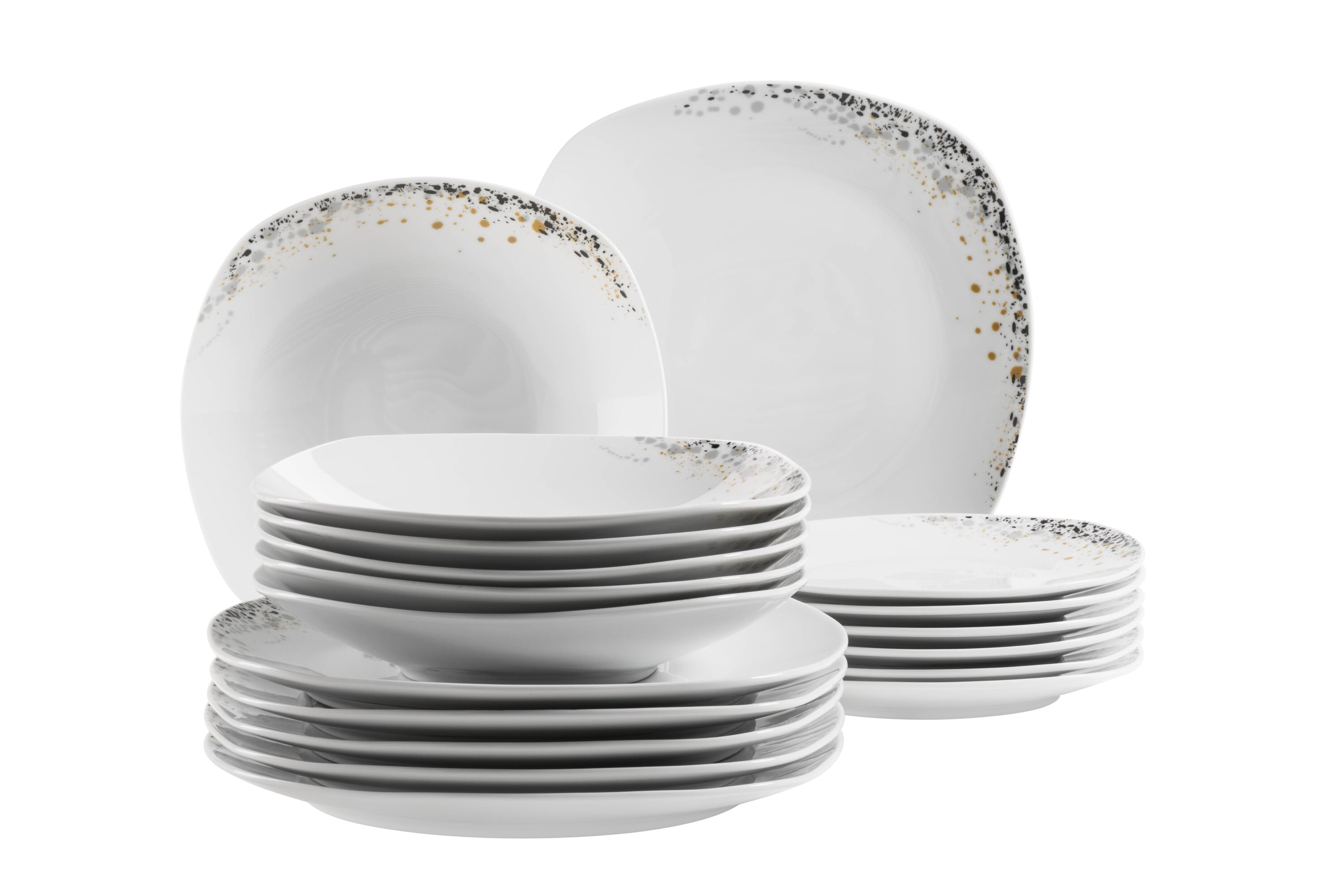 M&auml;ser Tellerset, Porzellan Space Dust Wei&szlig; 